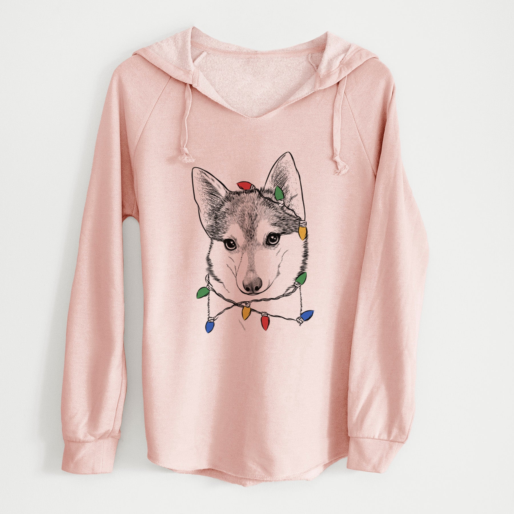 Christmas Lights Nami the Alaskan Klee Kai - Cali Wave Hooded Sweatshirt