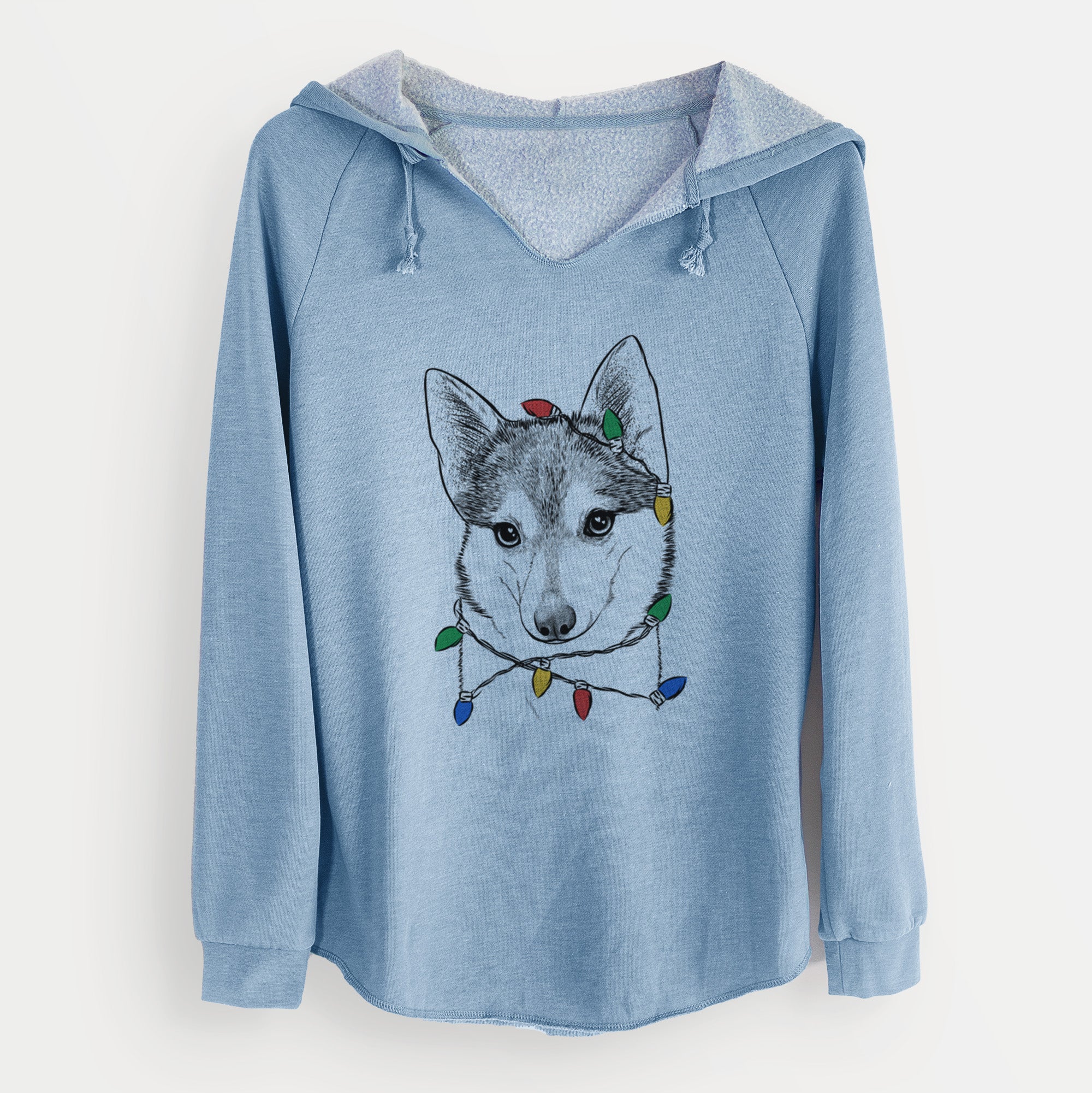 Christmas Lights Nami the Alaskan Klee Kai - Cali Wave Hooded Sweatshirt