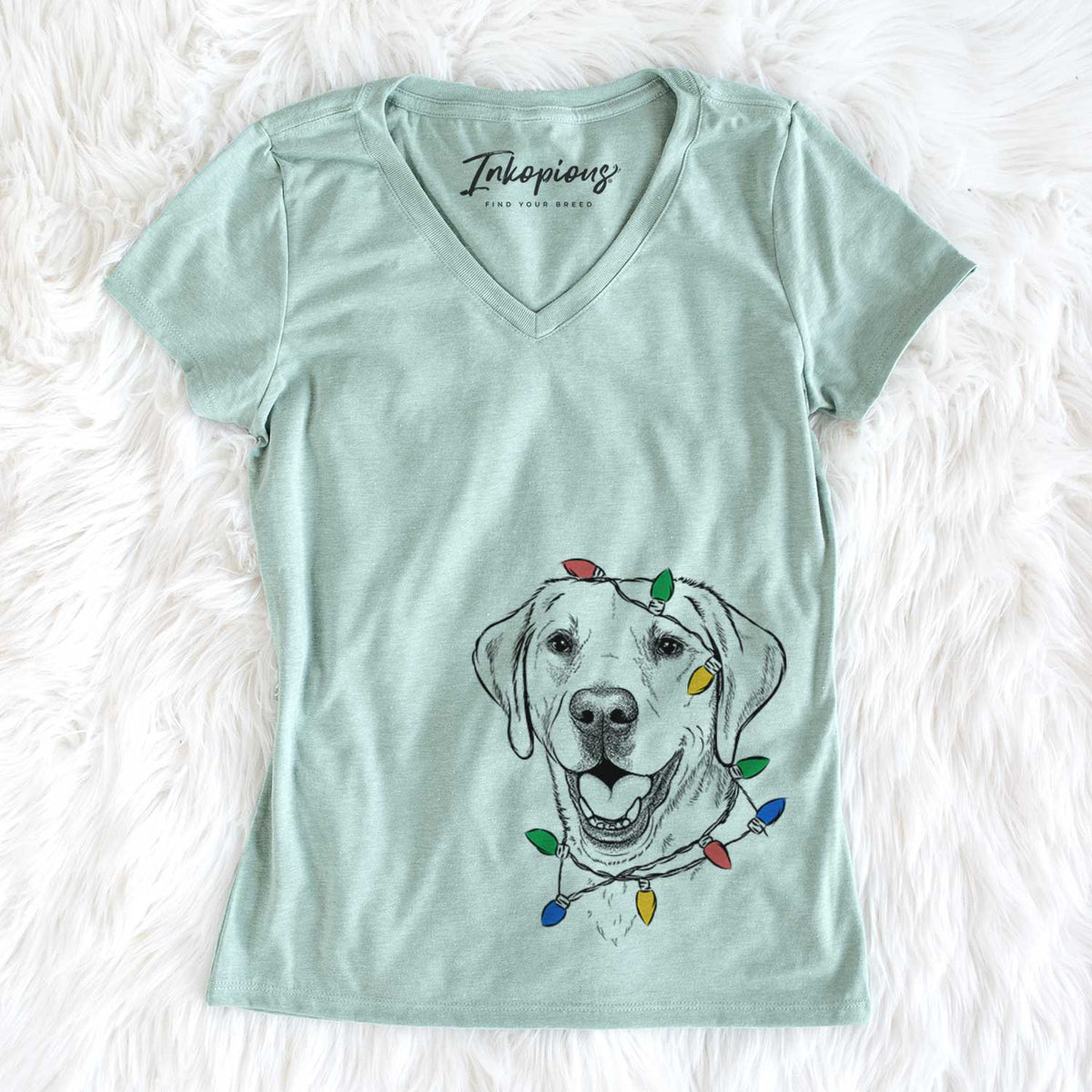 Christmas Lights Nate the Labrador Retriever - Women&#39;s V-neck Shirt