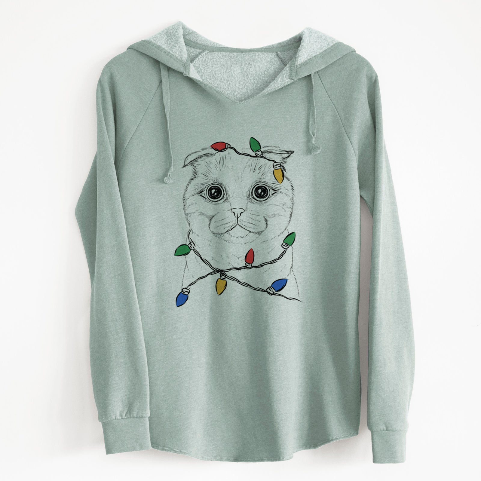 Christmas Lights Neko the Scottish Fold Cat - Cali Wave Hooded Sweatshirt
