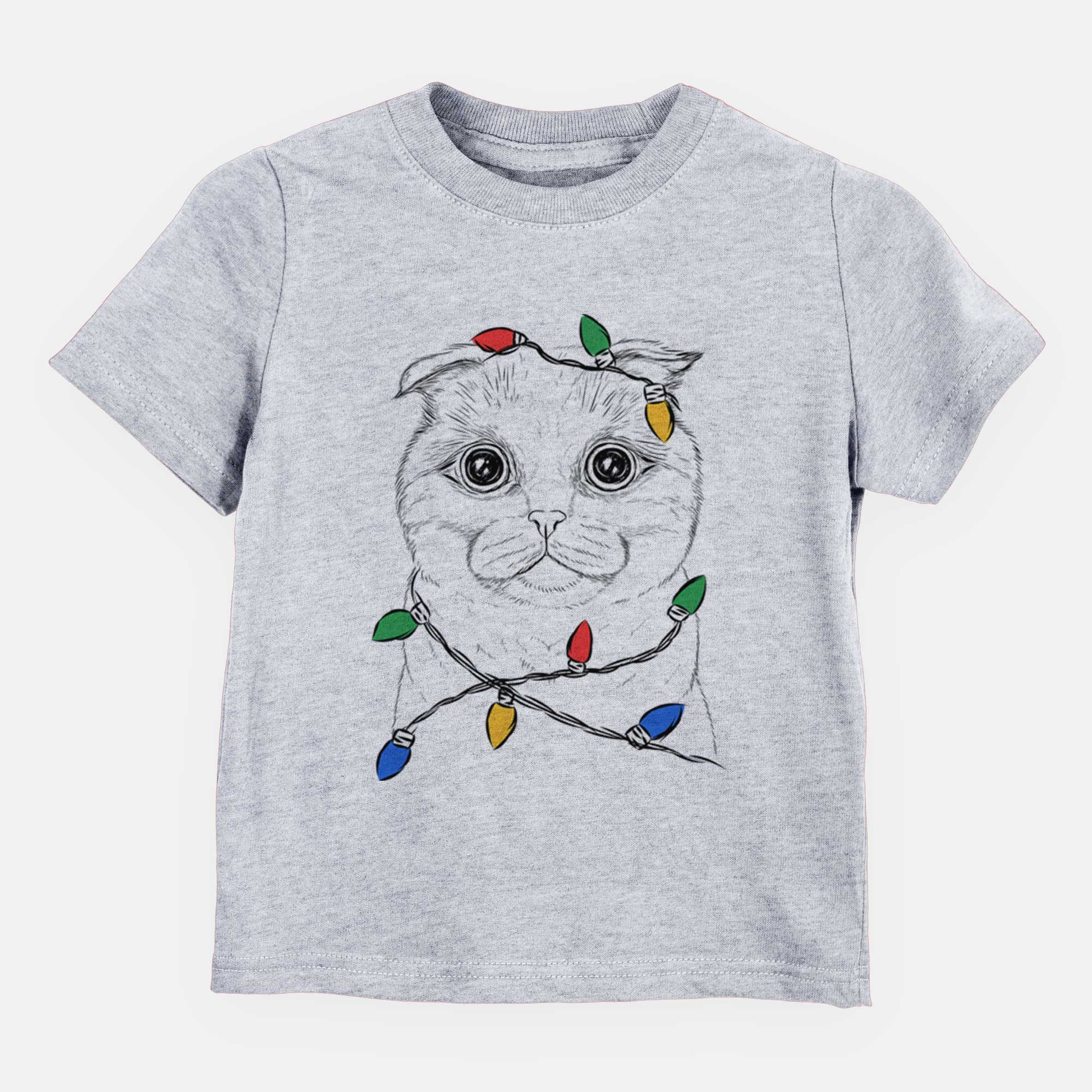 Christmas Lights Neko the Scottish Fold Cat - Kids/Youth/Toddler Shirt