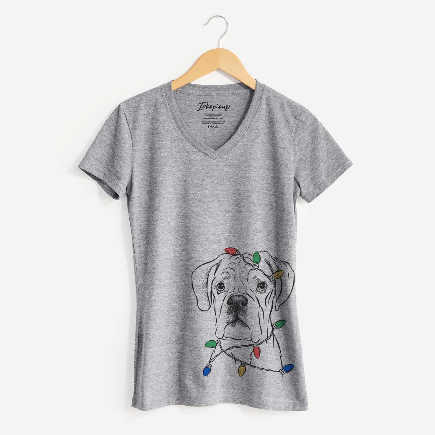 Christmas Lights Nelly the Boxer - Women's V-neck Shirt