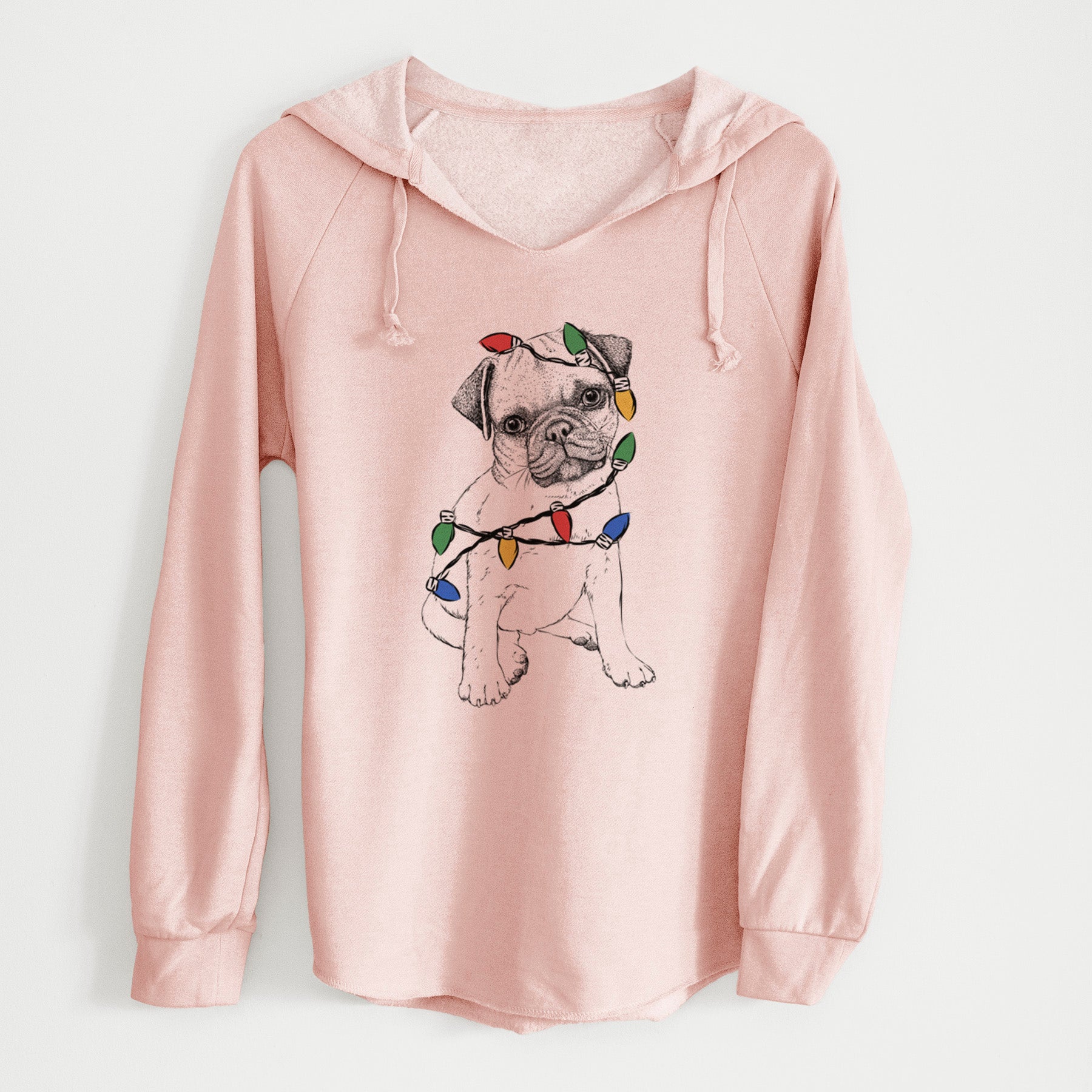 Christmas Lights Nelson the Pug Puppy - Cali Wave Hooded Sweatshirt