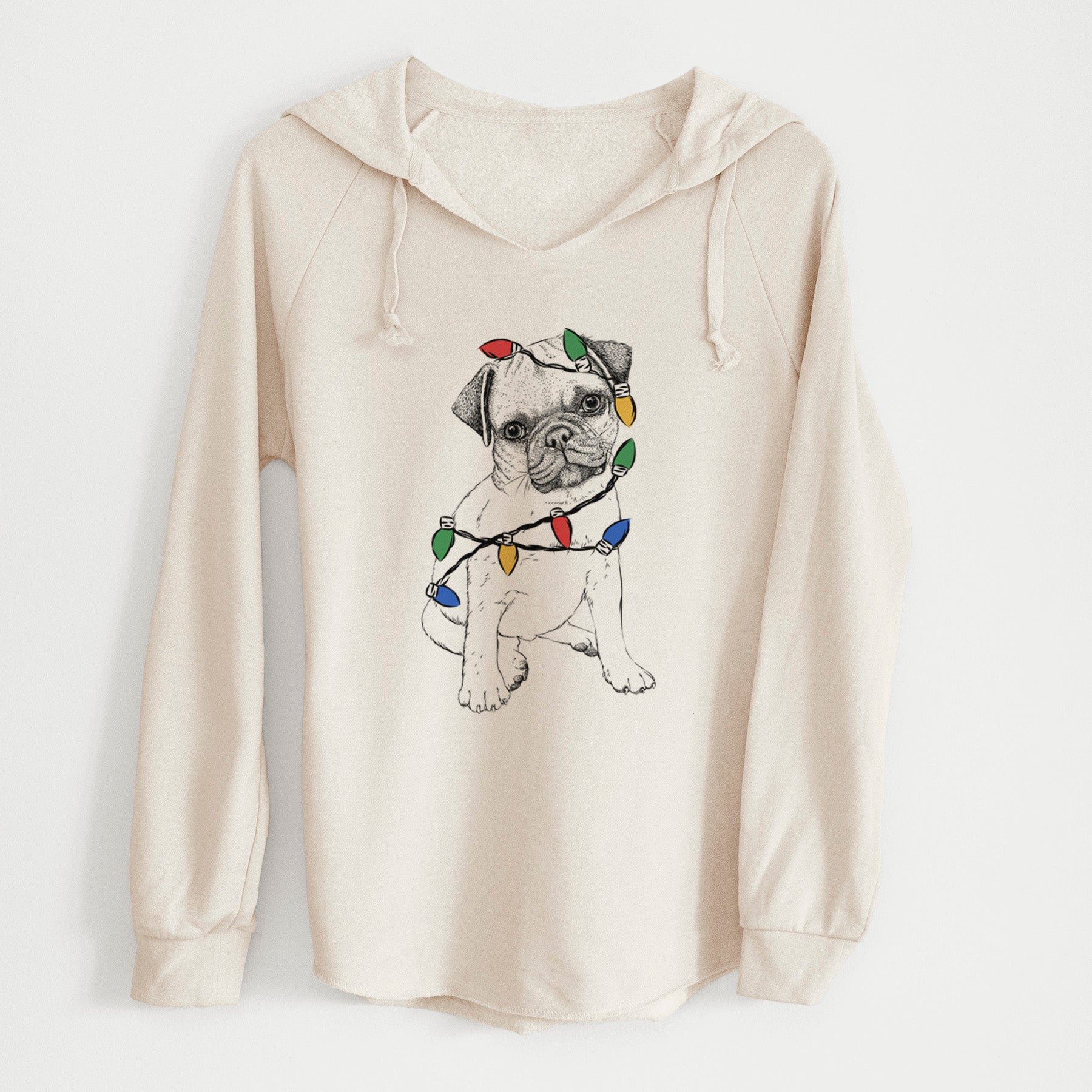 Christmas Lights Nelson the Pug Puppy - Cali Wave Hooded Sweatshirt