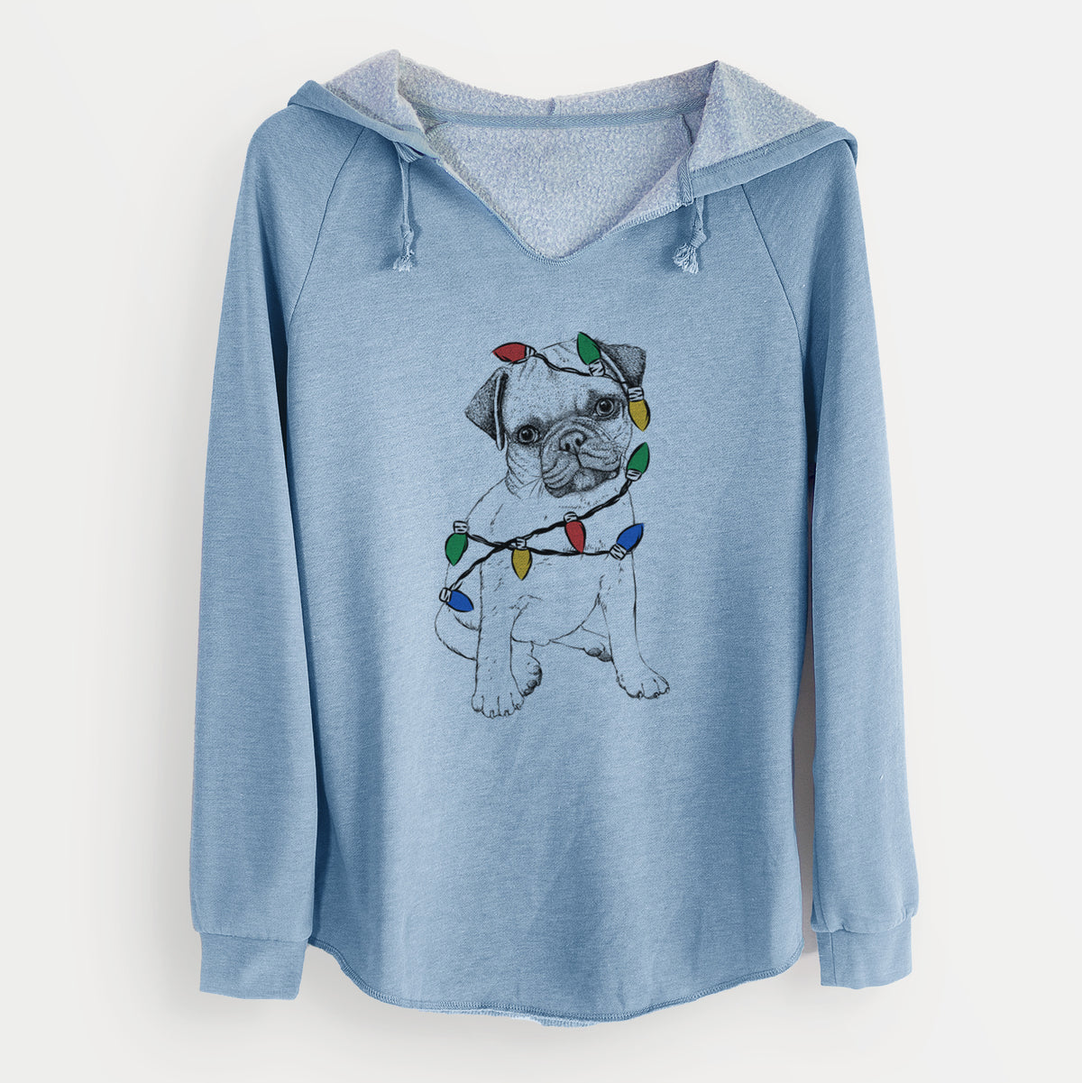 Christmas Lights Nelson the Pug Puppy - Cali Wave Hooded Sweatshirt