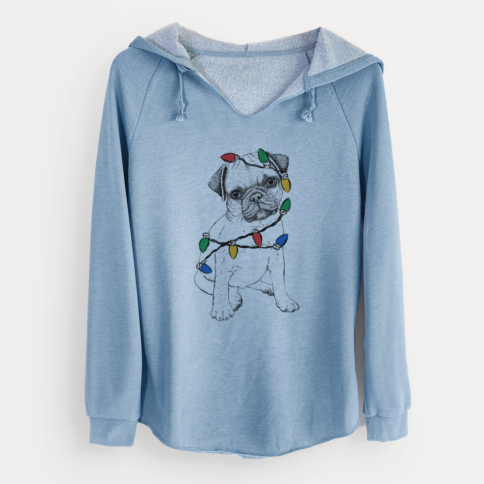 Christmas Lights Nelson the Pug Puppy - Cali Wave Hooded Sweatshirt