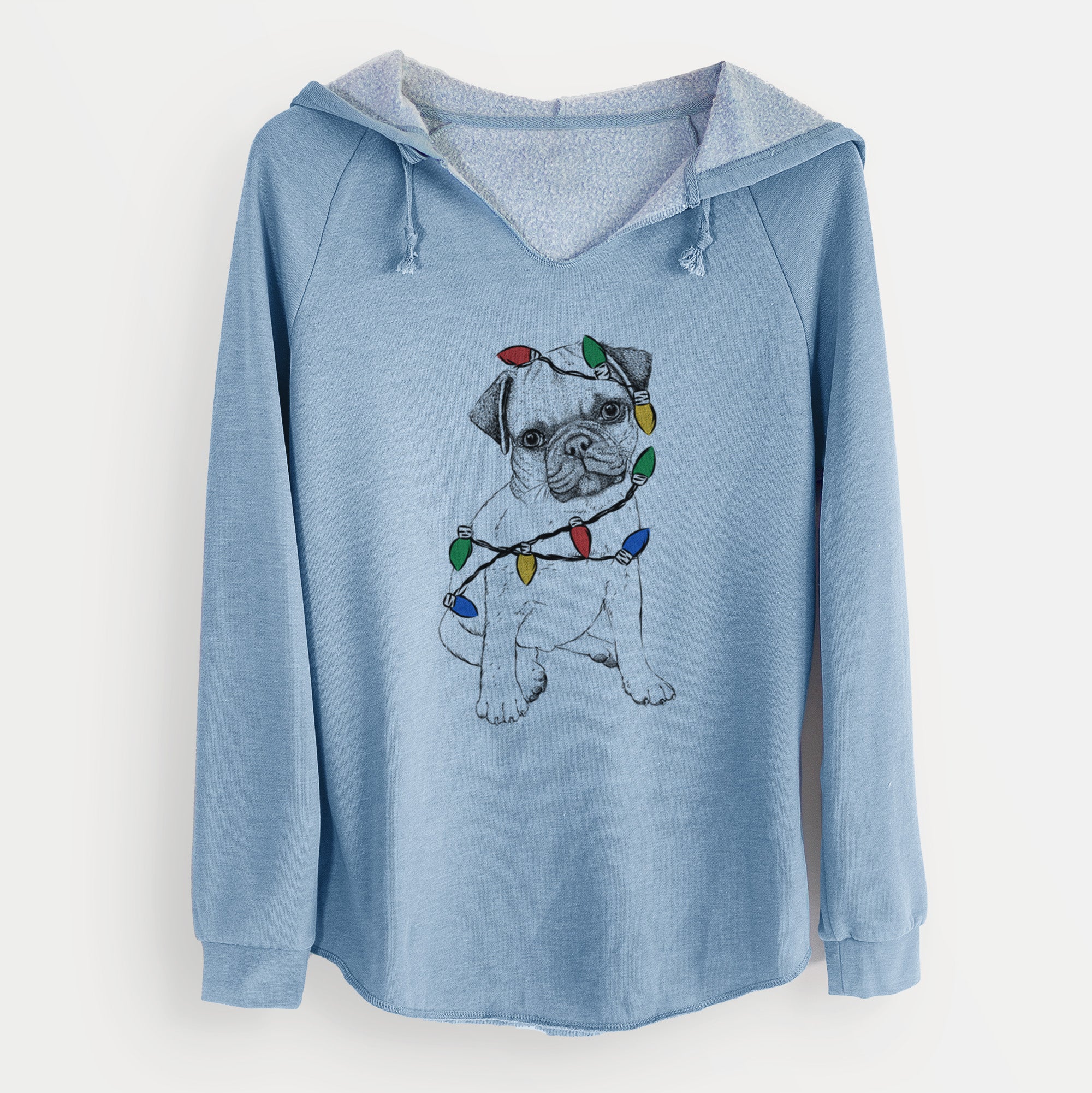 Christmas Lights Nelson the Pug Puppy - Cali Wave Hooded Sweatshirt