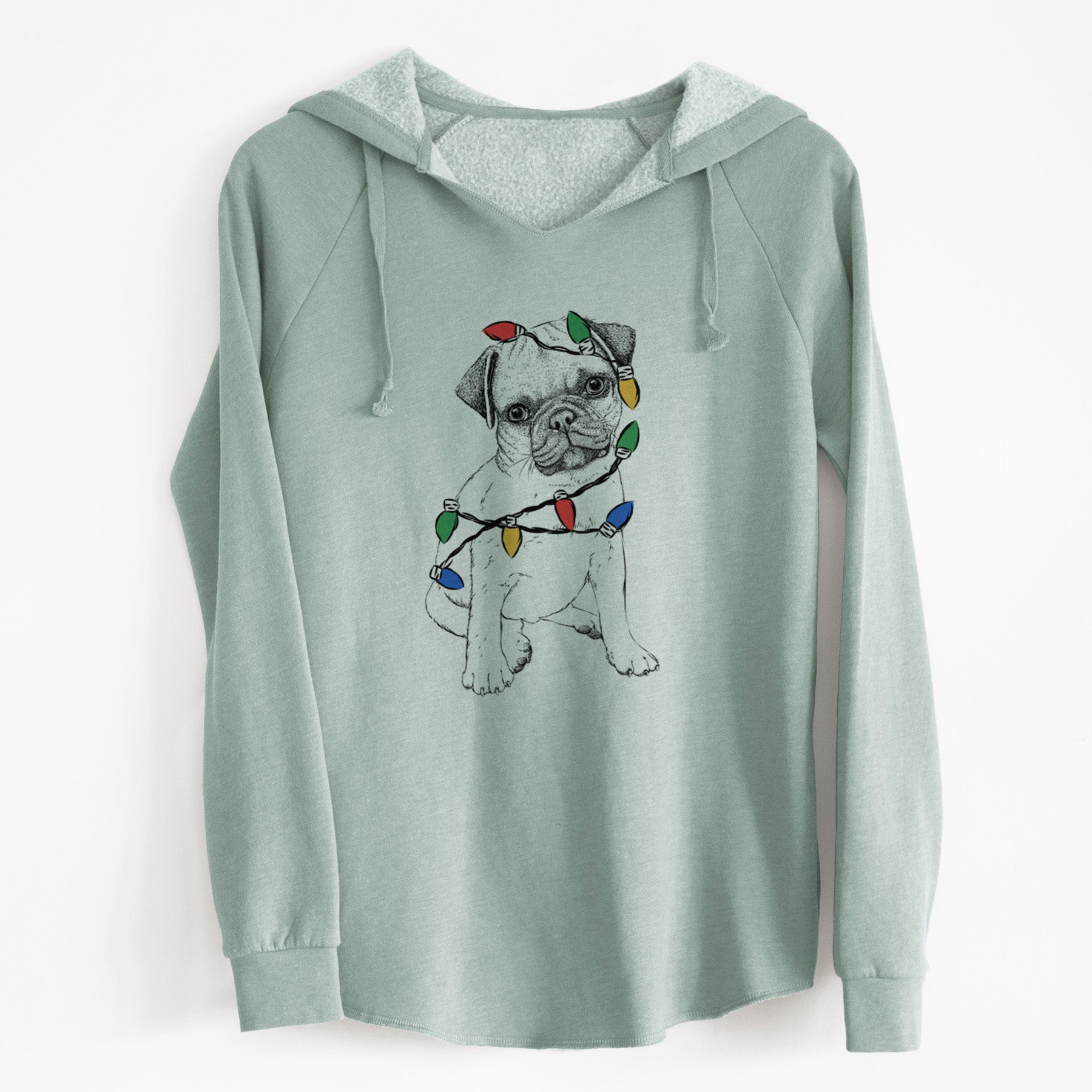 Christmas Lights Nelson the Pug Puppy - Cali Wave Hooded Sweatshirt