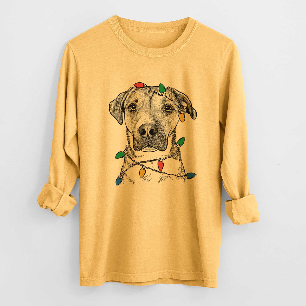 Christmas Lights Nemo the Mixed Breed - Heavyweight 100% Cotton Long Sleeve