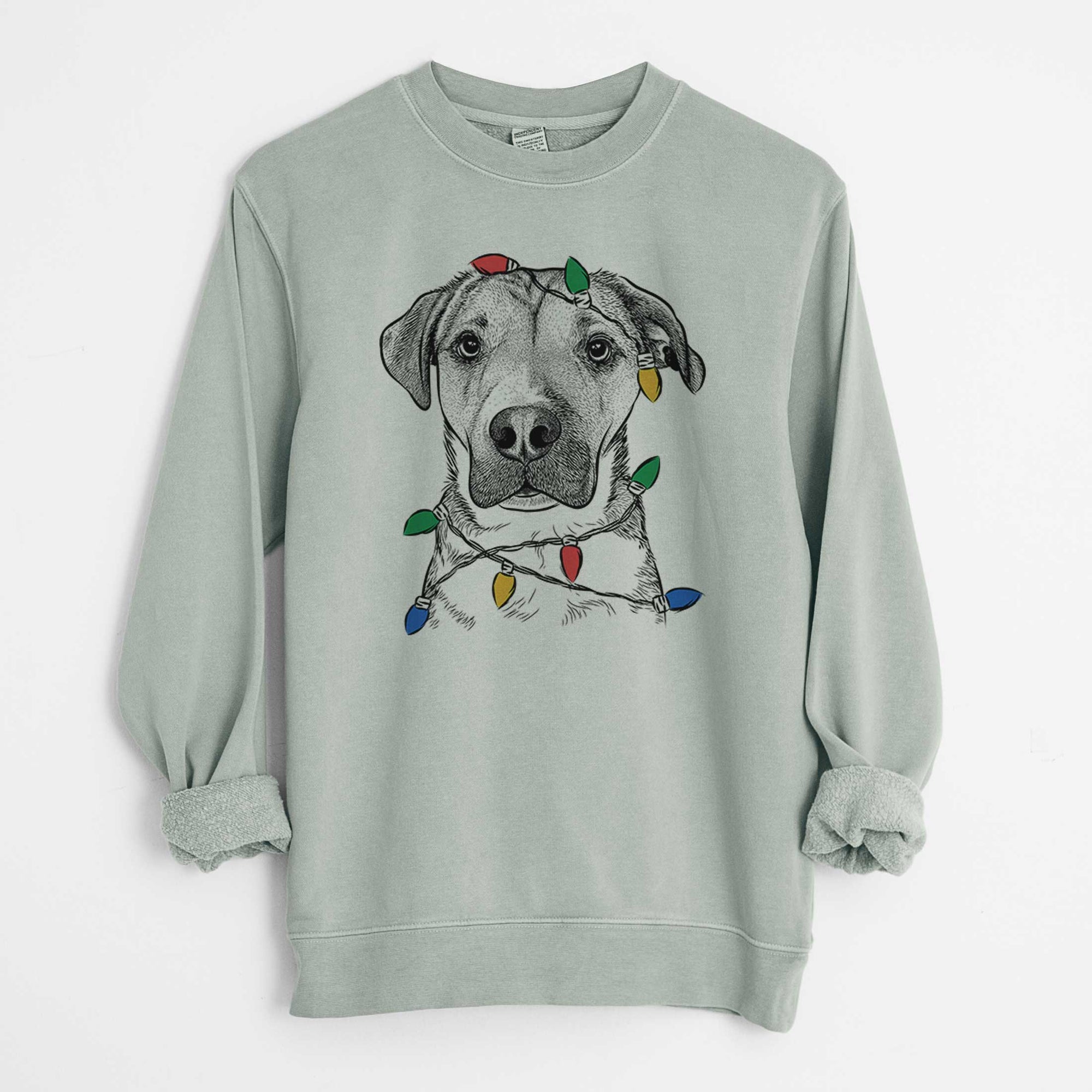 Christmas Lights Nemo the Mixed Breed - Unisex Pigment Dyed Crew Sweatshirt