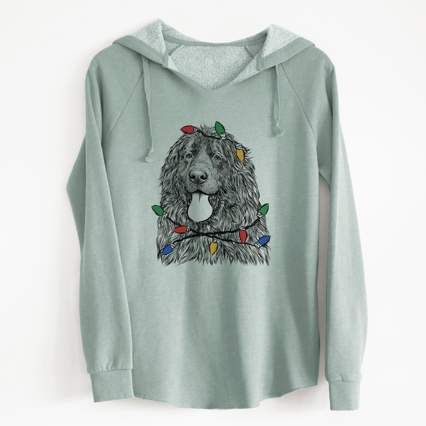 Christmas Lights Neptune the Newfoundland - Cali Wave Hooded Sweatshirt