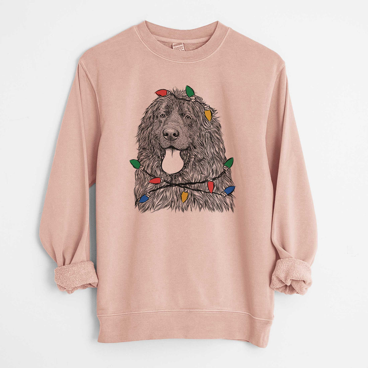 Christmas Lights Neptune the Newfoundland - Unisex Pigment Dyed Crew Sweatshirt