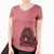 Christmas Lights Neptune the Newfoundland - Women's V-neck Shirt