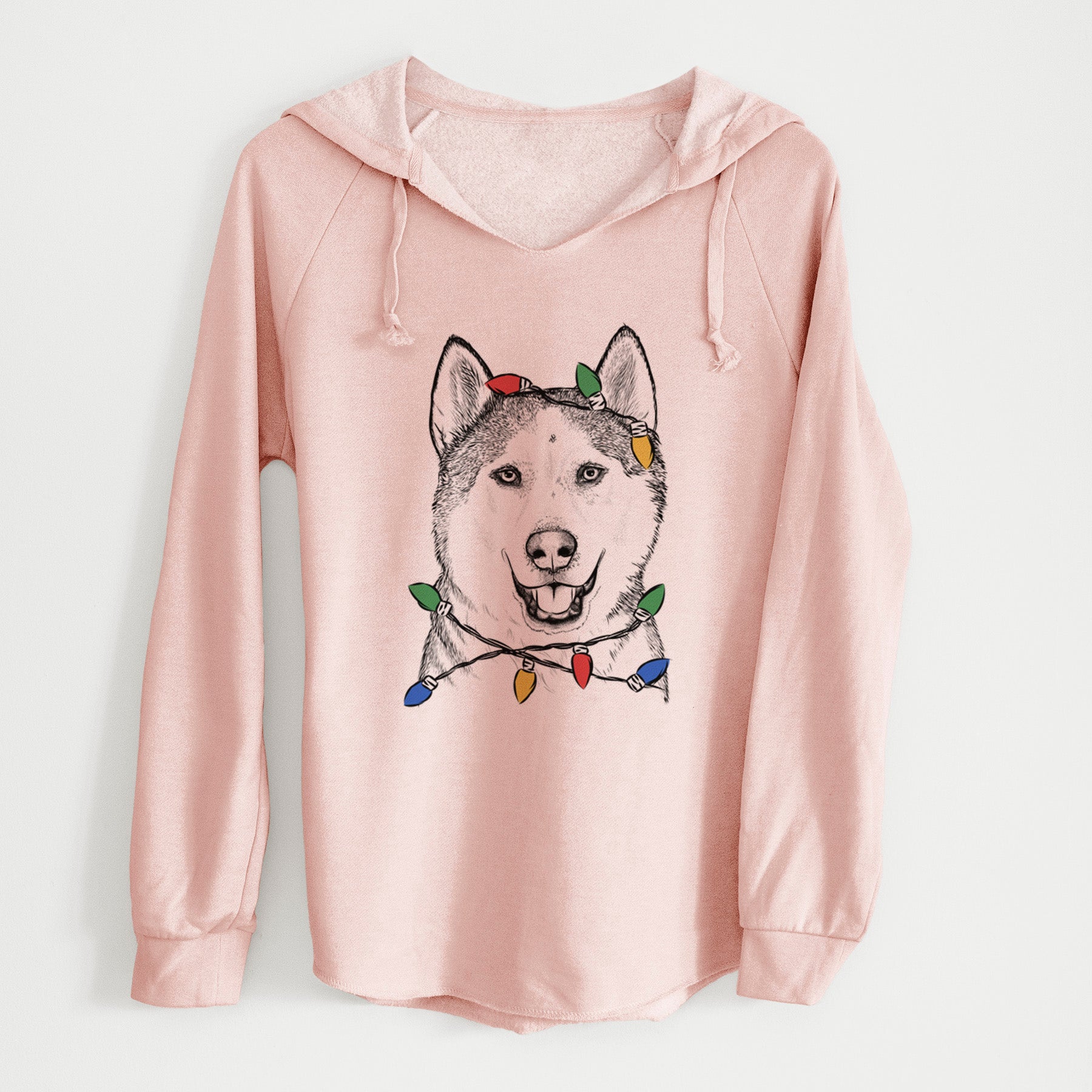 Christmas Lights Nika the Siberian Husky - Cali Wave Hooded Sweatshirt