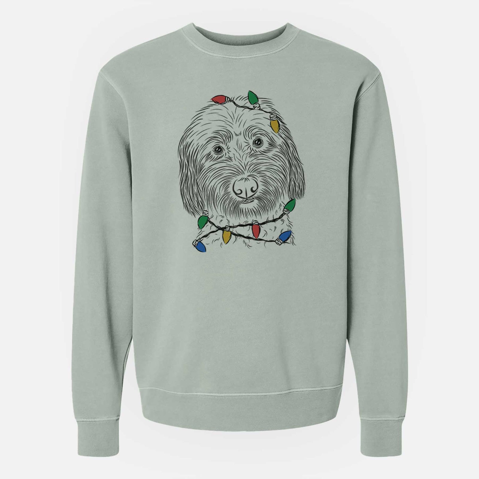 Christmas Lights Niles the Soft Coated Wheaten Terrier - Unisex Pigment Dyed Crew Sweatshirt