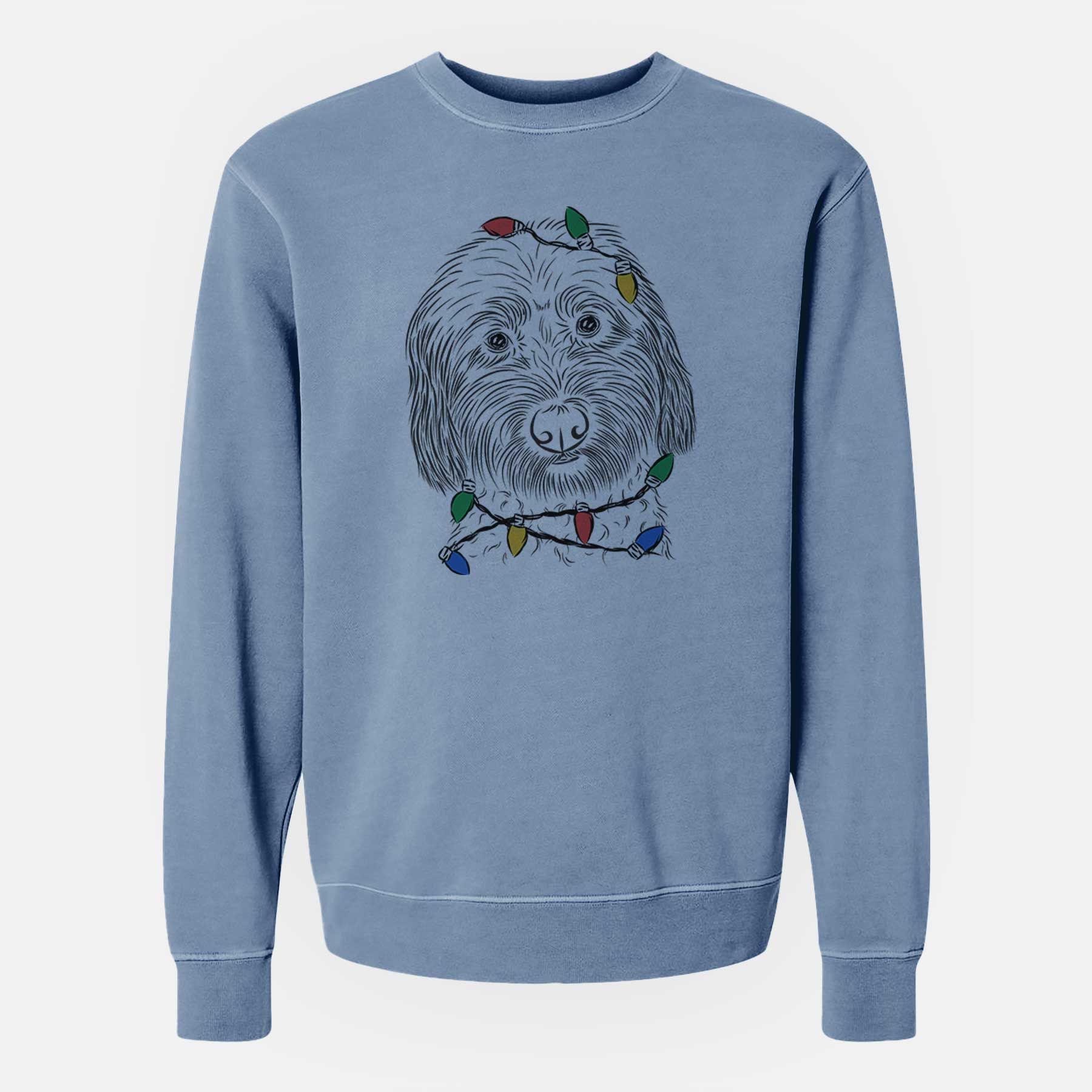 Christmas Lights Niles the Soft Coated Wheaten Terrier - Unisex Pigment Dyed Crew Sweatshirt