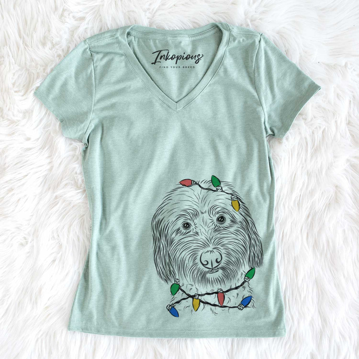 Christmas Lights Niles the Soft Coated Wheaten Terrier - Women&#39;s V-neck Shirt