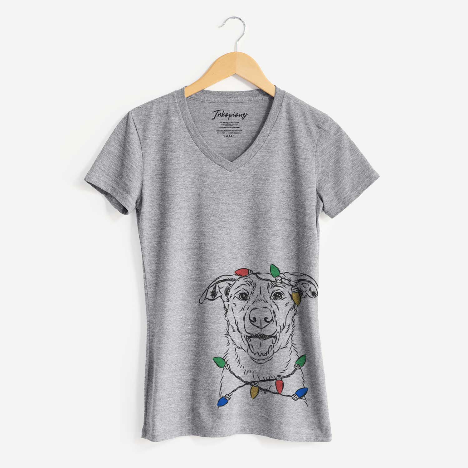 Christmas Lights Noah the Border Collie - Women's V-neck Shirt