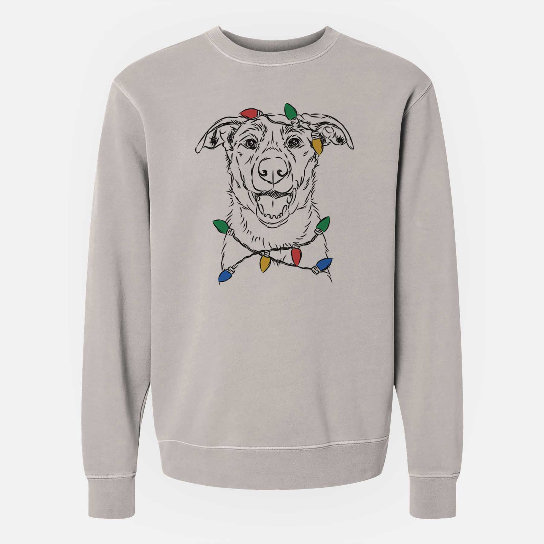 Christmas Lights Noah the Border Collie - Unisex Pigment Dyed Crew Sweatshirt