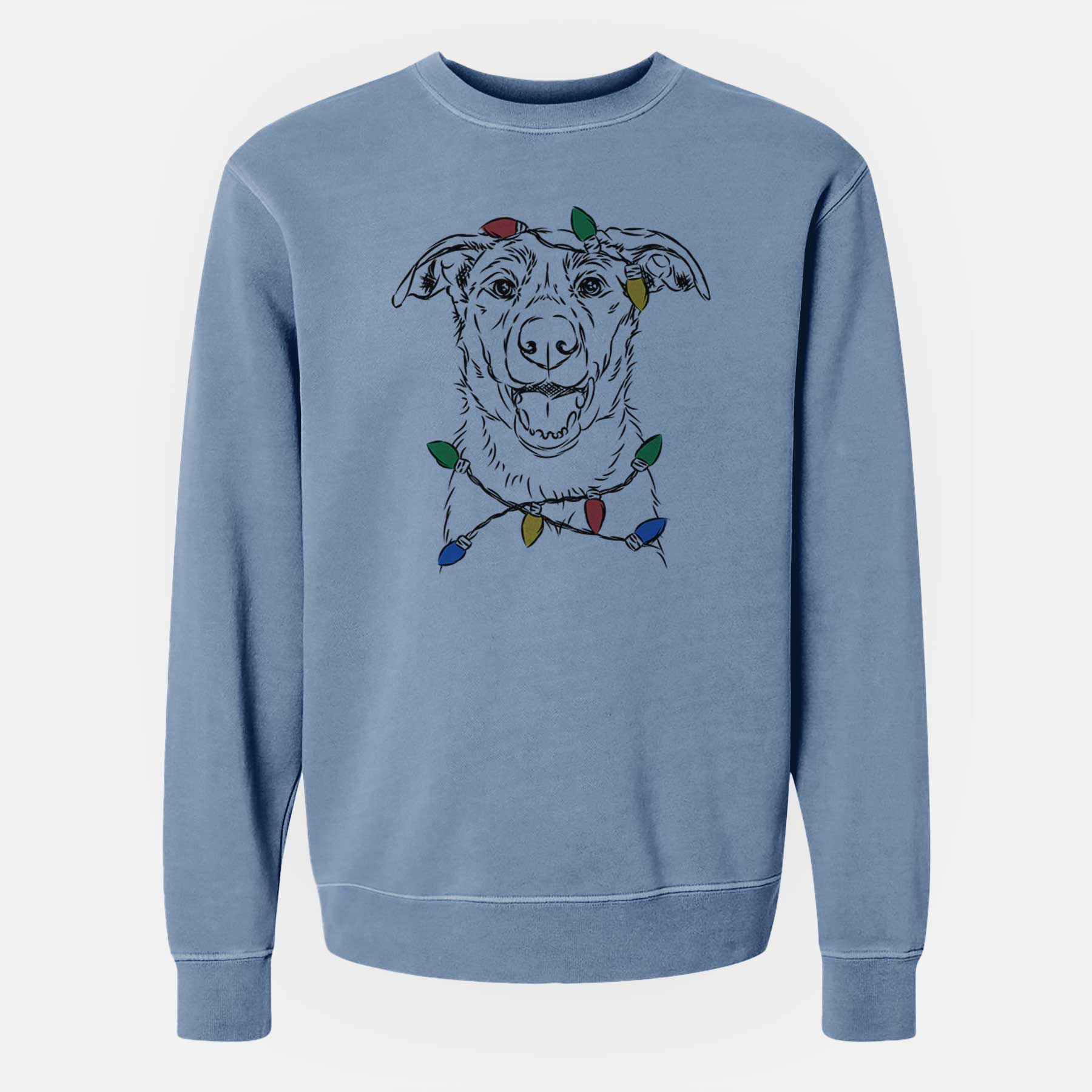 Christmas Lights Noah the Border Collie - Unisex Pigment Dyed Crew Sweatshirt