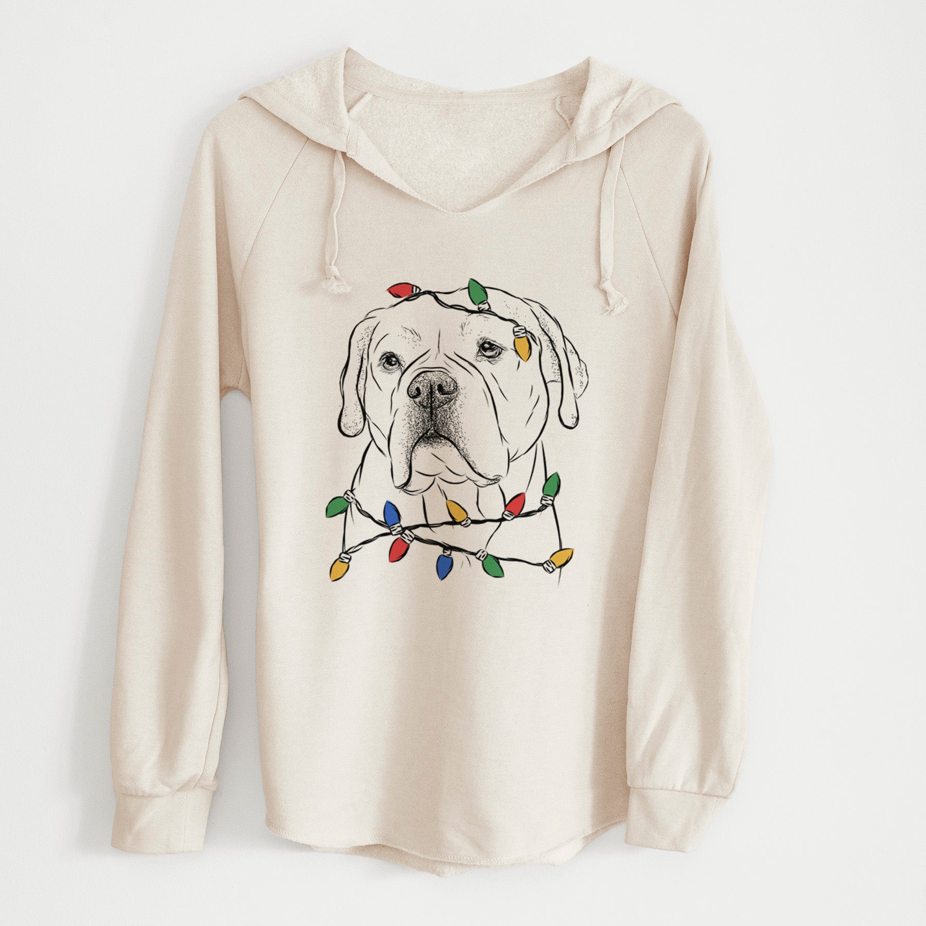 Christmas Lights Nora the American Bulldog Mix - Cali Wave Hooded Sweatshirt