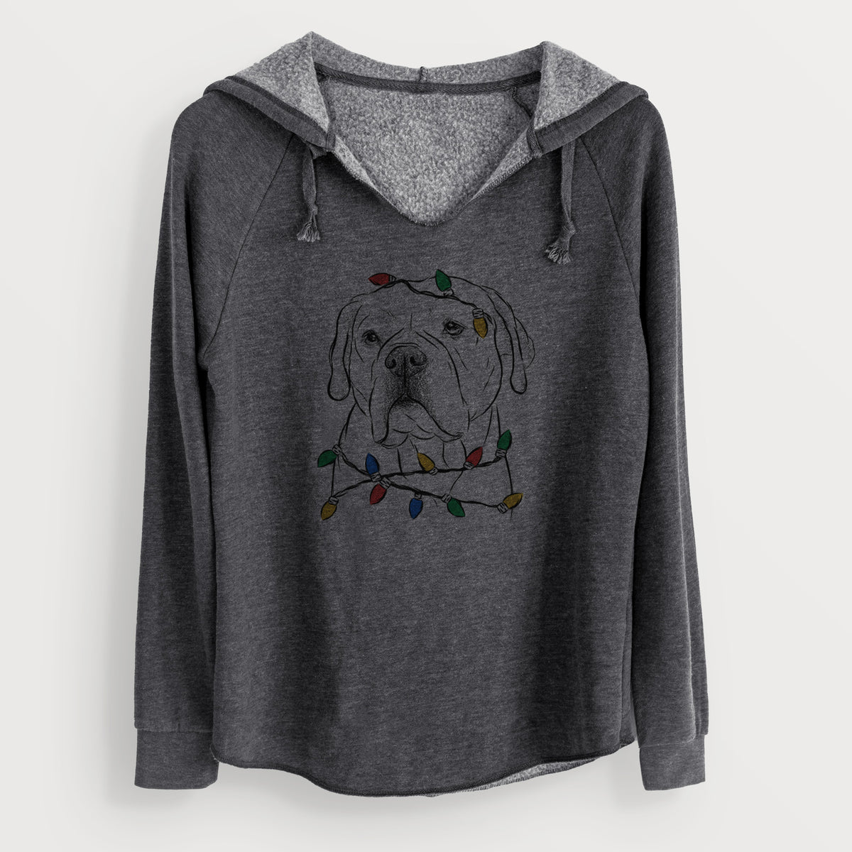 Christmas Lights Nora the American Bulldog Mix - Cali Wave Hooded Sweatshirt