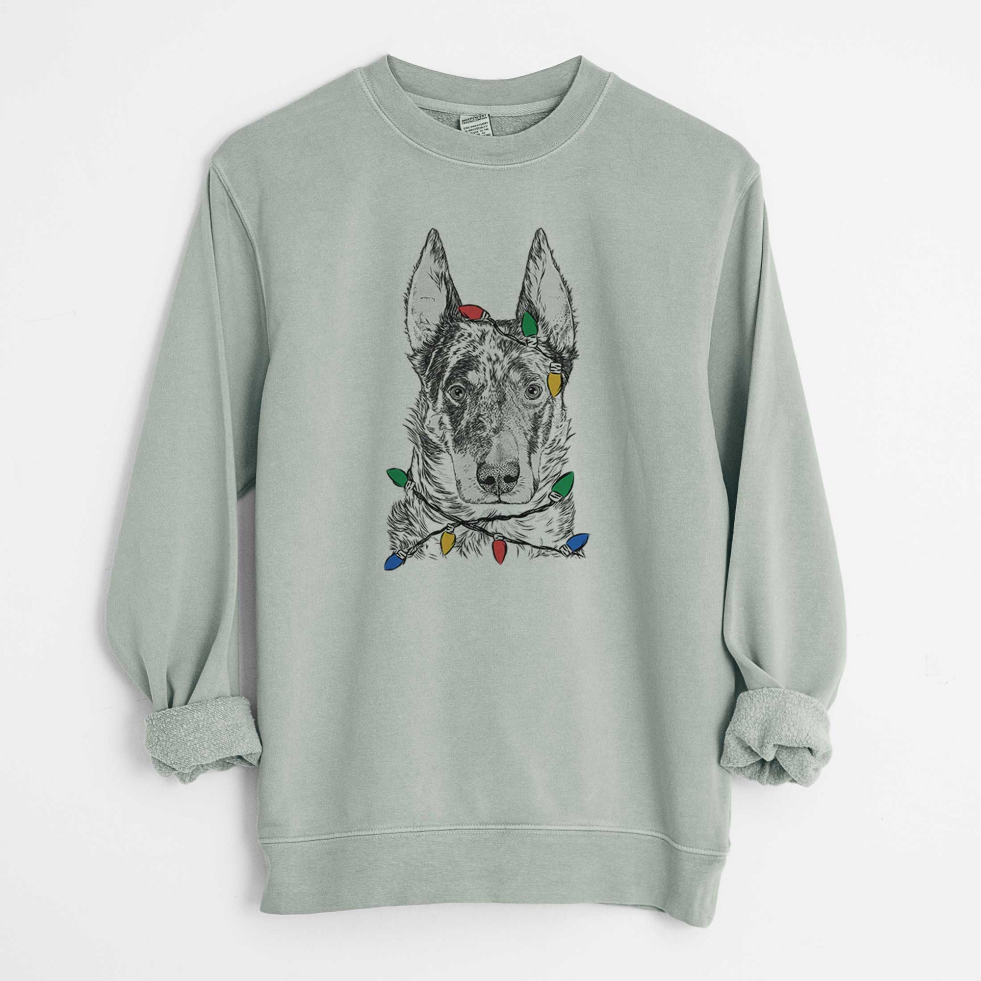 Christmas Lights Nori the Beauceron - Unisex Pigment Dyed Crew Sweatshirt