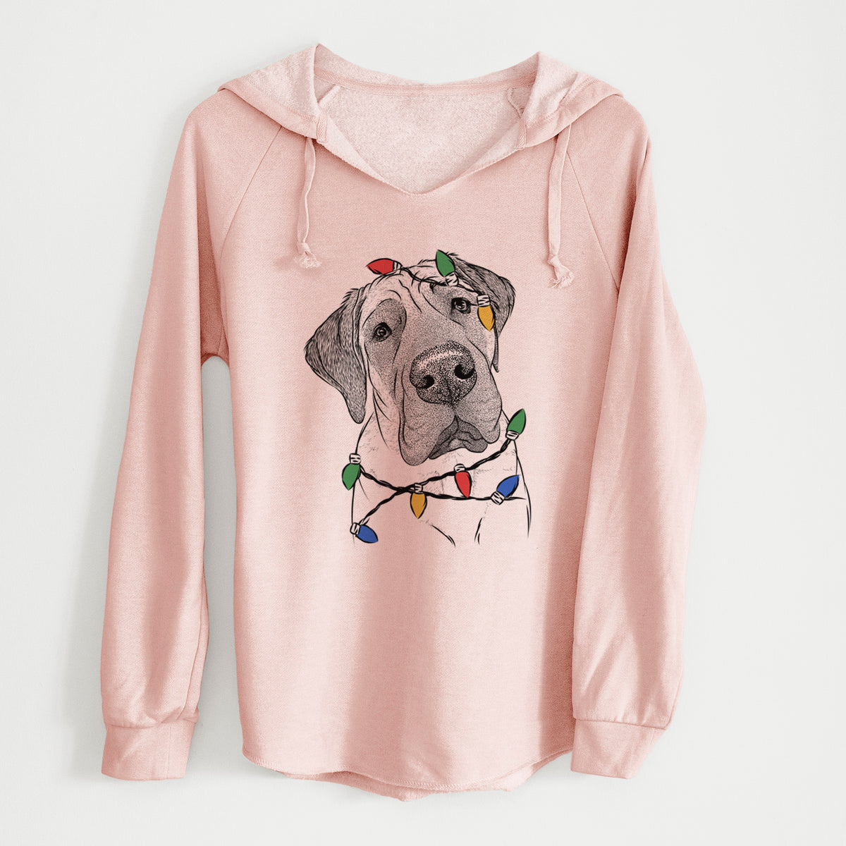Christmas Lights Nutterbutter the English Mastiff - Cali Wave Hooded Sweatshirt