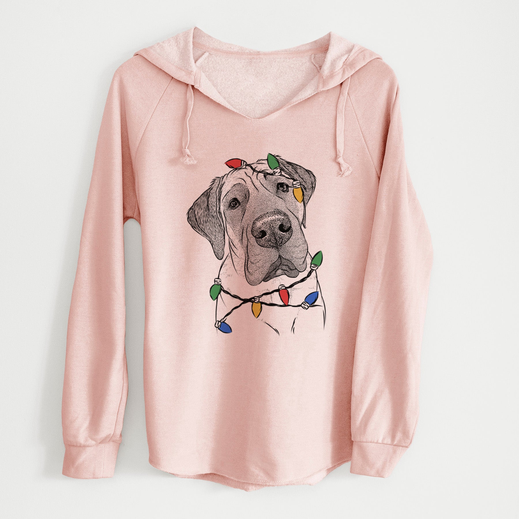 Christmas Lights Nutterbutter the English Mastiff - Cali Wave Hooded Sweatshirt