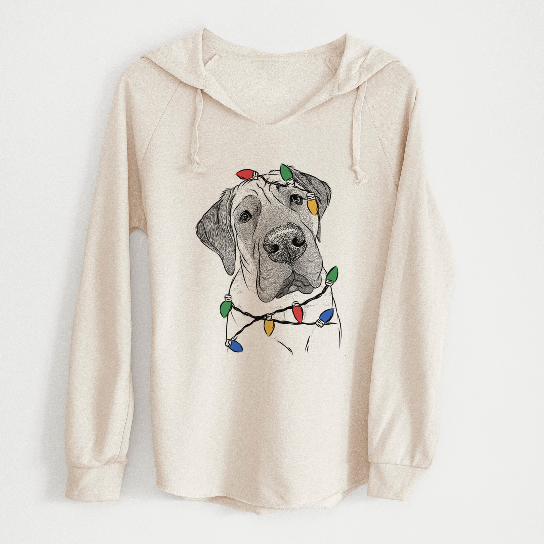 Christmas Lights Nutterbutter the English Mastiff - Cali Wave Hooded Sweatshirt