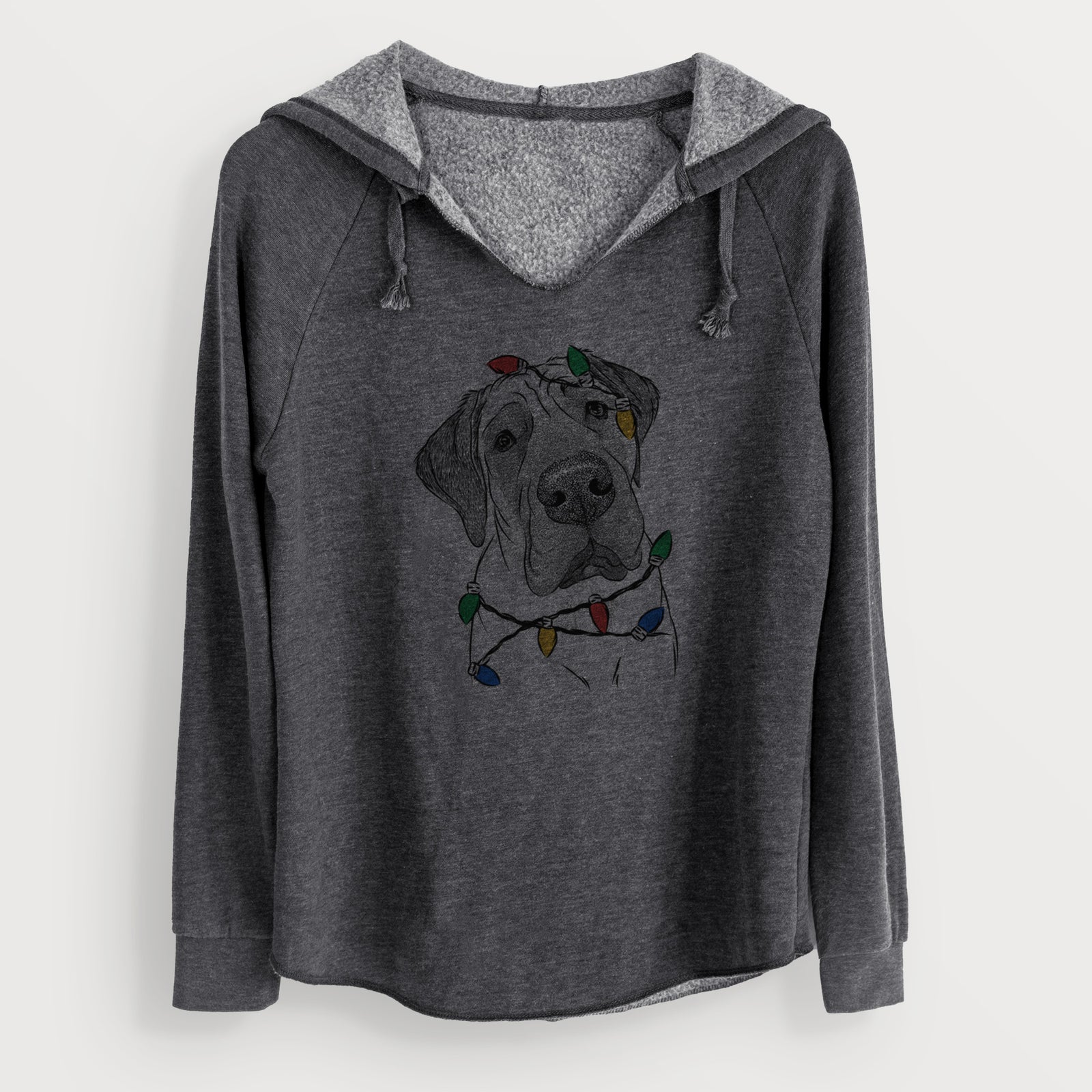 Christmas Lights Nutterbutter the English Mastiff - Cali Wave Hooded Sweatshirt