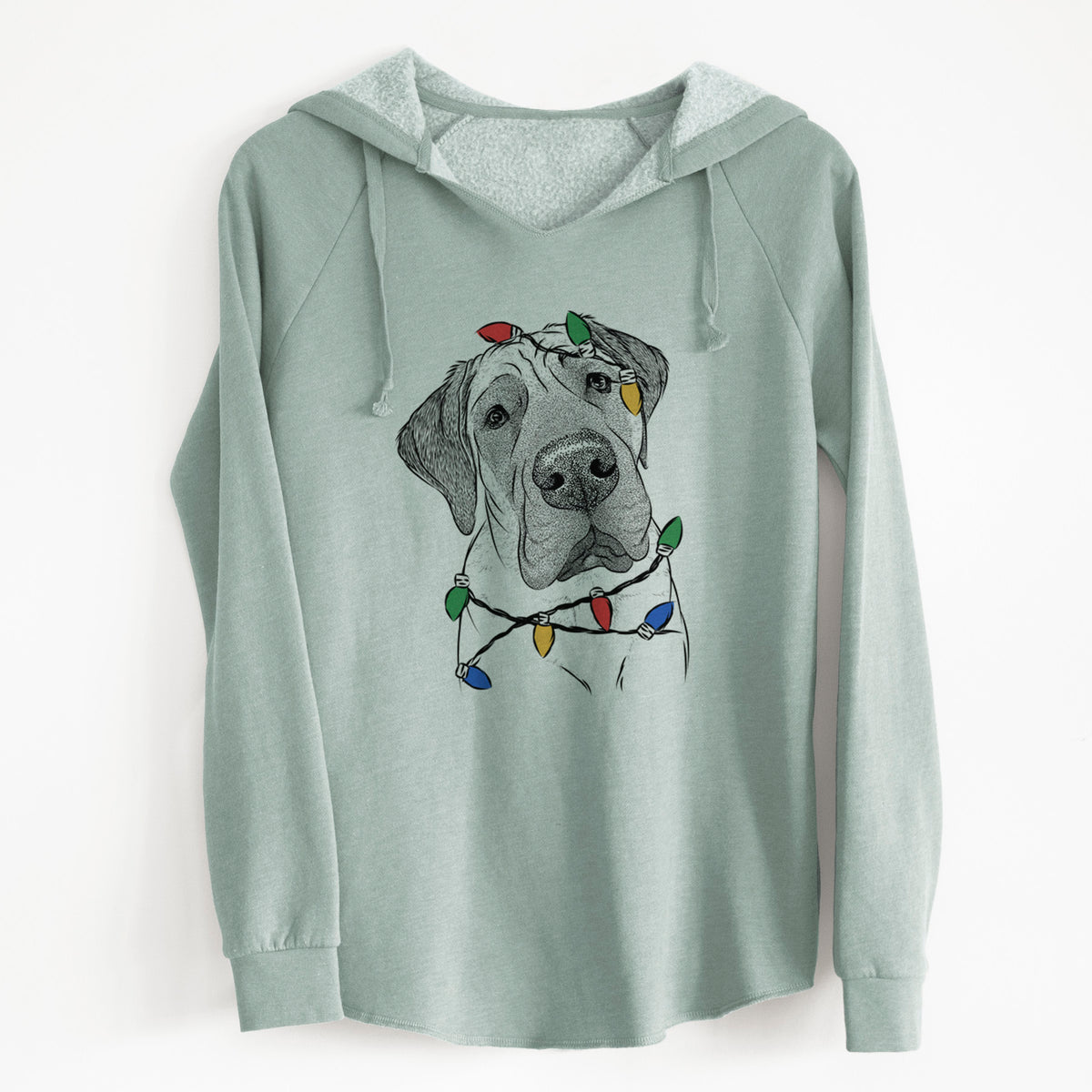 Christmas Lights Nutterbutter the English Mastiff - Cali Wave Hooded Sweatshirt