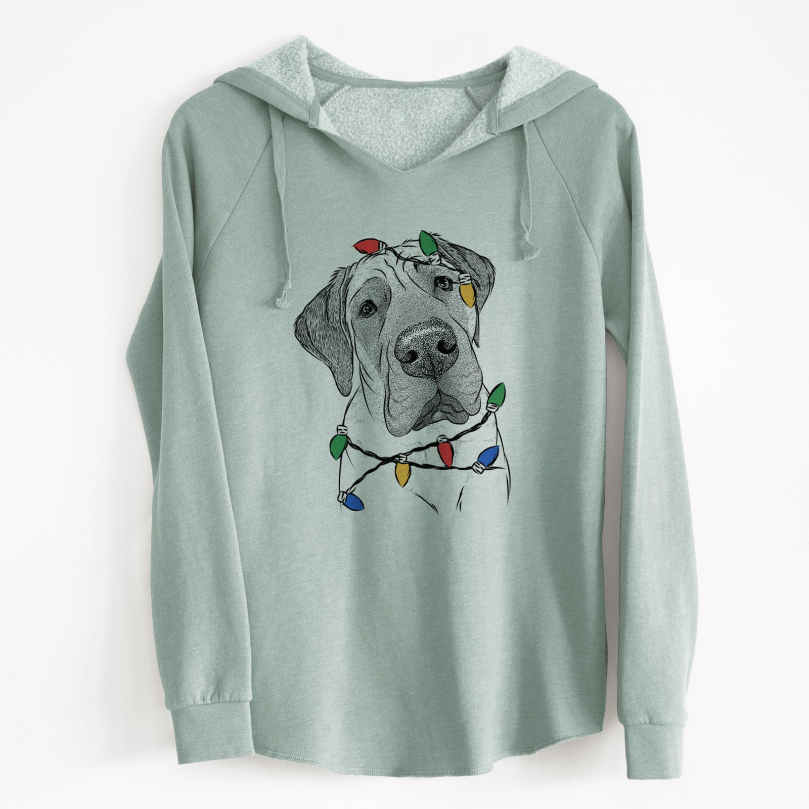 Christmas Lights Nutterbutter the English Mastiff - Cali Wave Hooded Sweatshirt