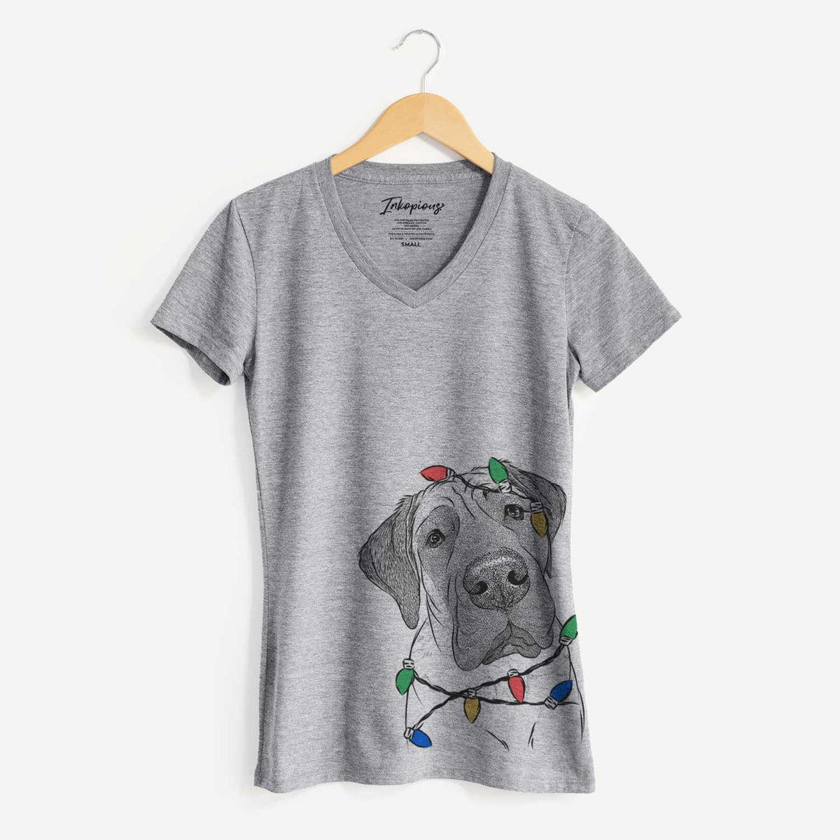 Christmas Lights Nutterbutter the English Mastiff - Women's V-neck Shirt