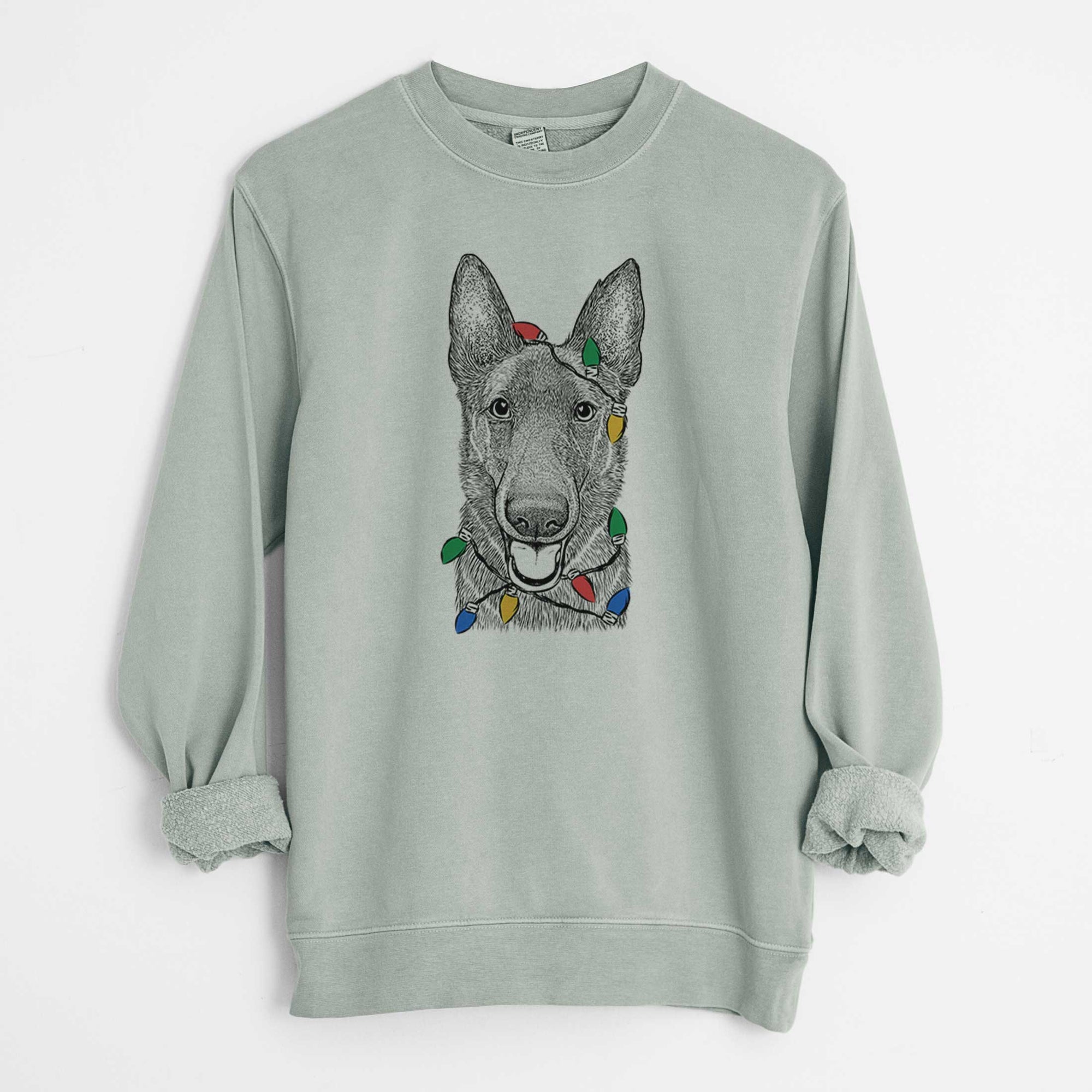 Christmas Lights Nyx the German Shepherd - Unisex Pigment Dyed Crew Sweatshirt