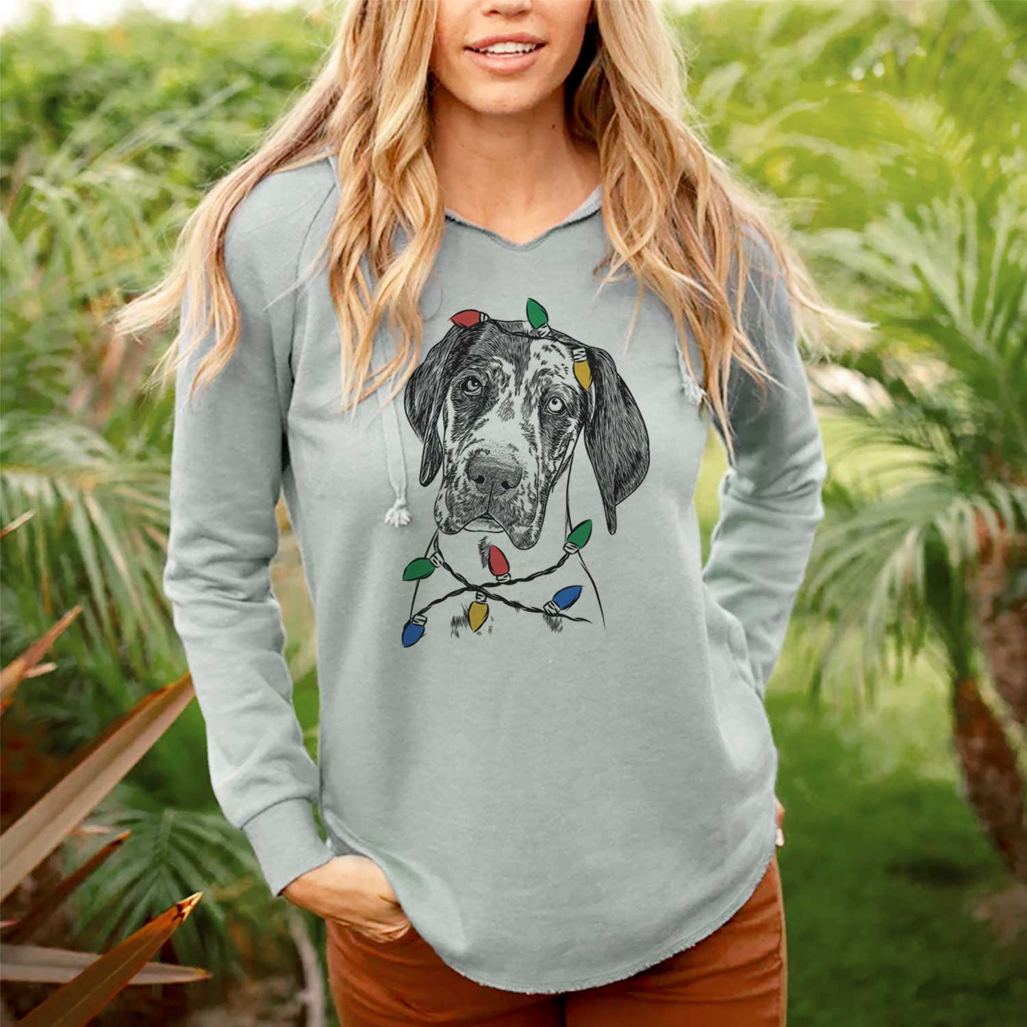 Christmas Lights Nyx the Great Dane - Cali Wave Hooded Sweatshirt