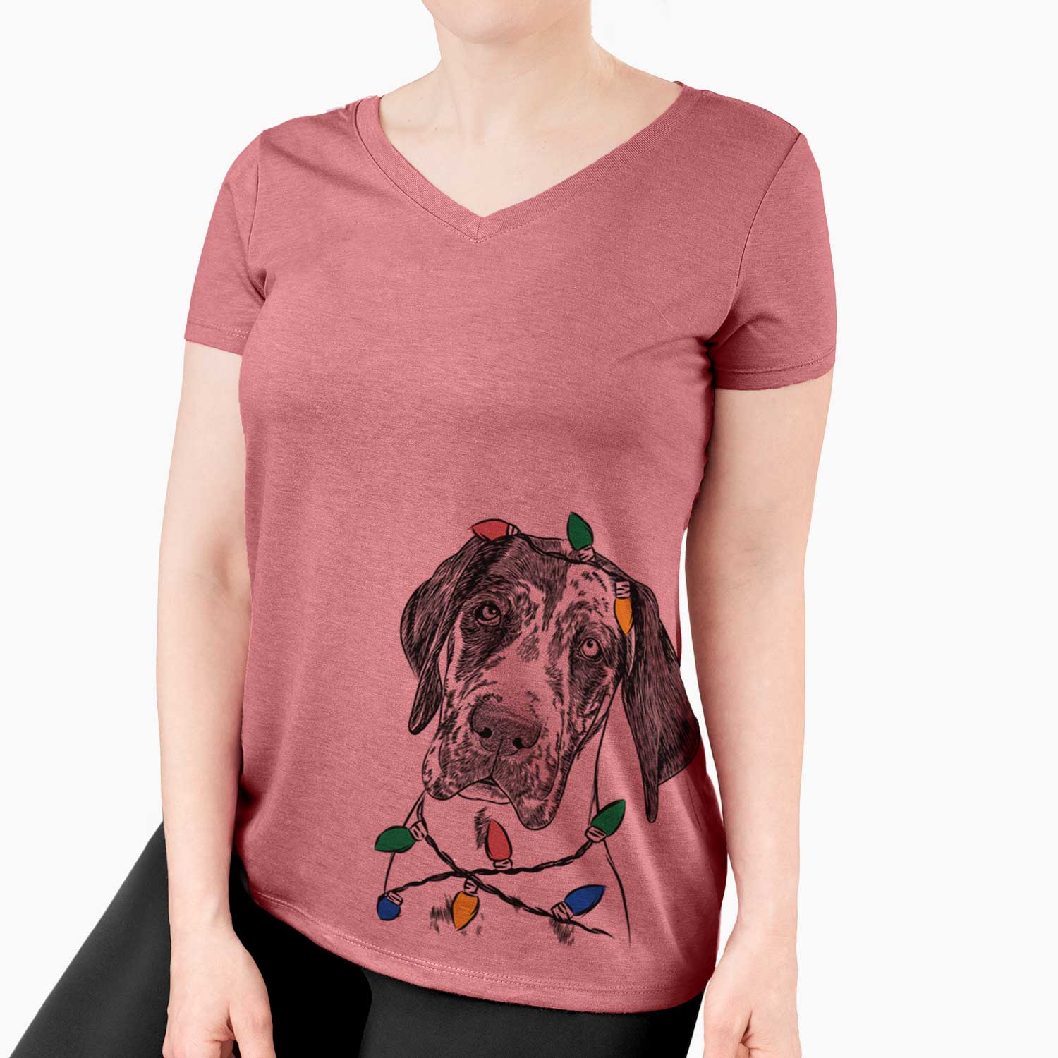 Christmas Lights Nyx the Great Dane - Women's V-neck Shirt