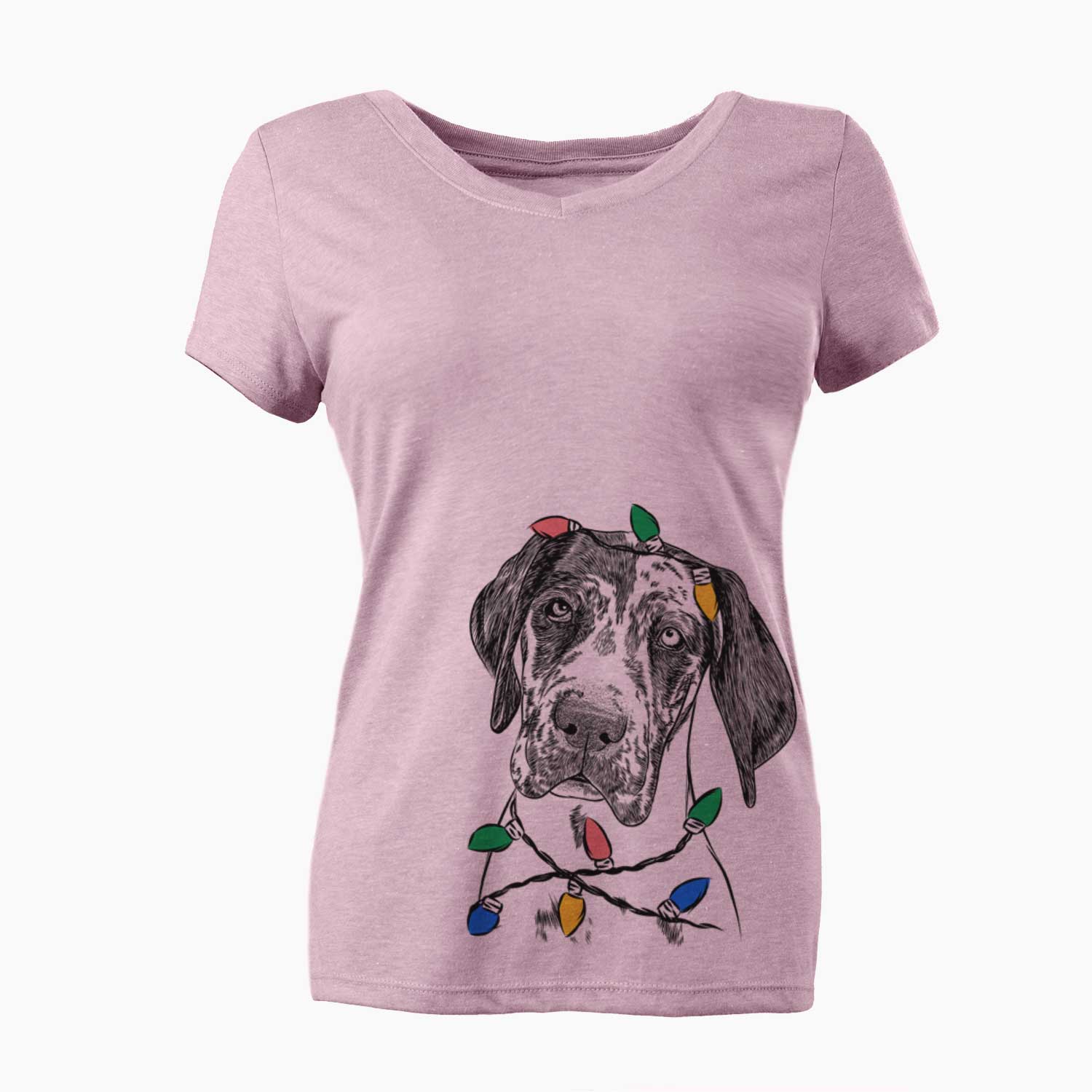 Christmas Lights Nyx the Great Dane - Women's V-neck Shirt