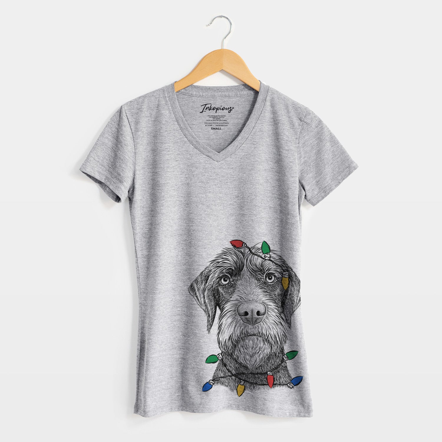 Christmas Lights Oakley the Pudelpointer - Women's Perfect V-neck Shirt