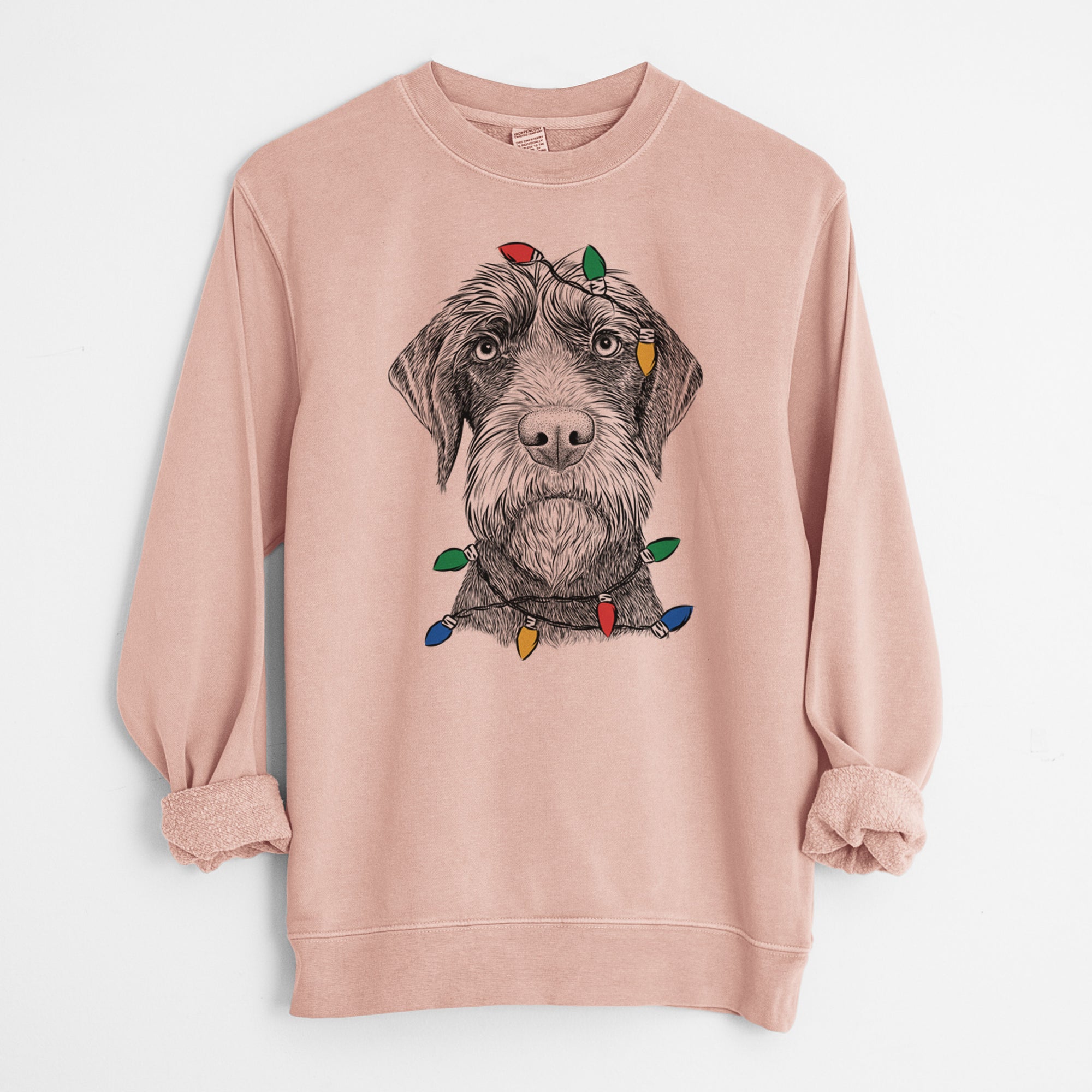 Christmas Lights Oakley the Pudelpointer - Unisex Pigment Dyed Crew Sweatshirt