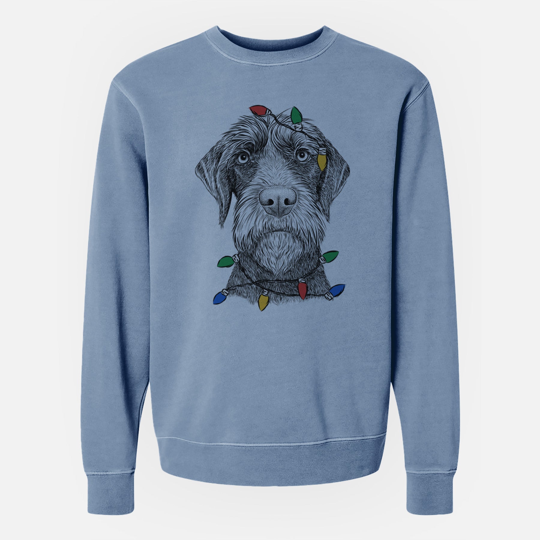 Christmas Lights Oakley the Pudelpointer - Unisex Pigment Dyed Crew Sweatshirt