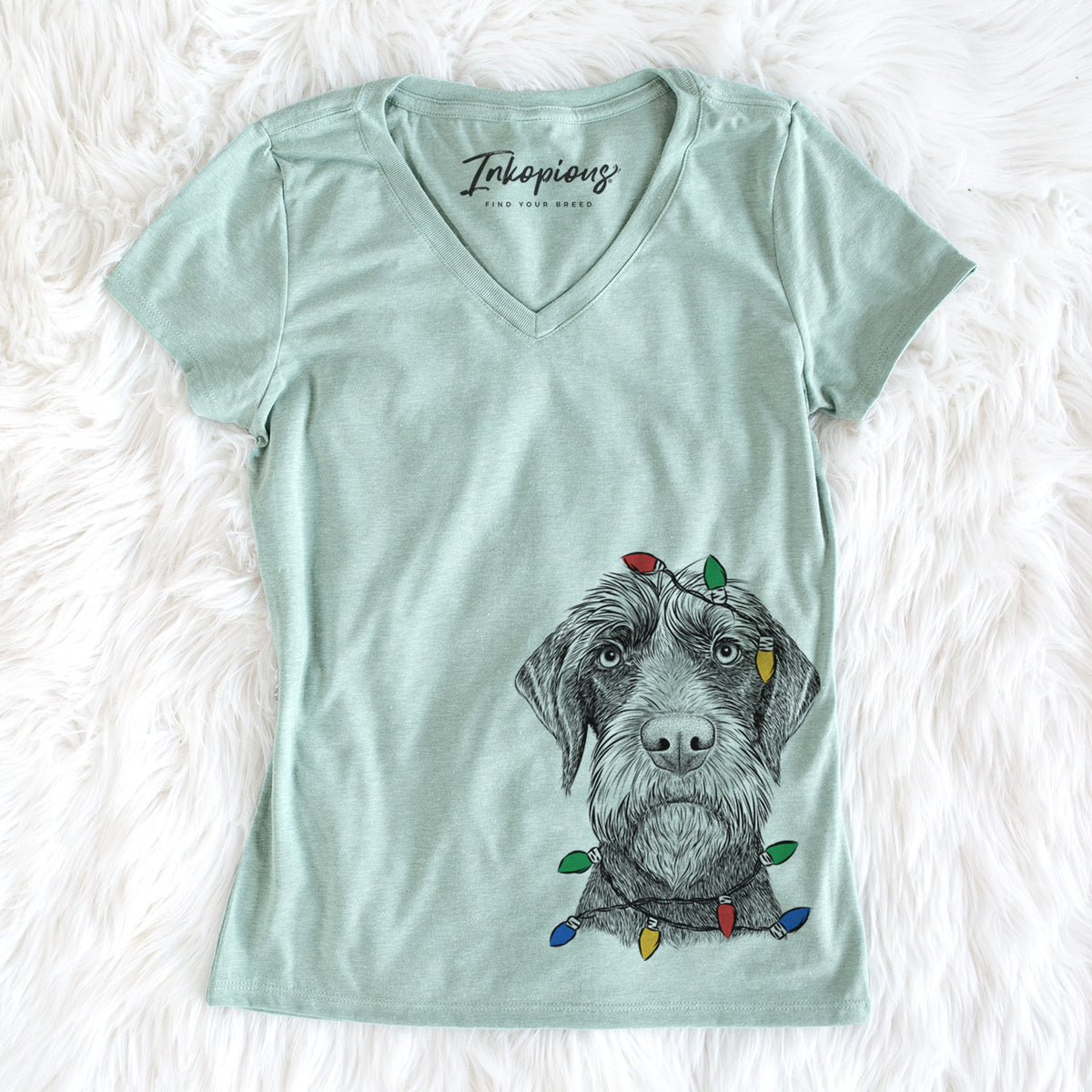 Christmas Lights Oakley the Pudelpointer - Women&#39;s Perfect V-neck Shirt