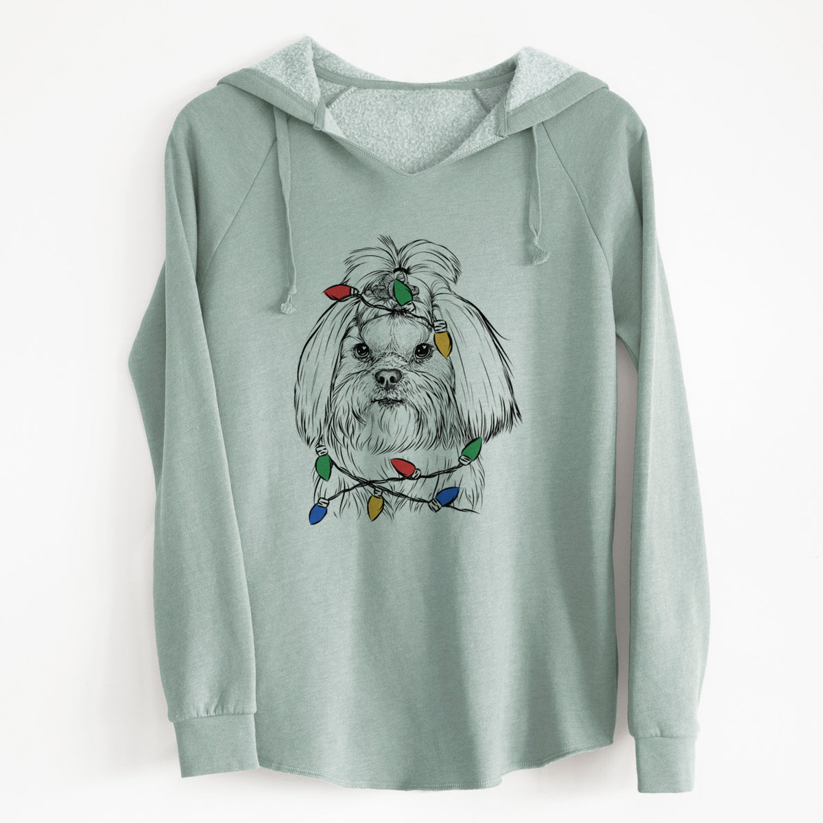 Christmas Lights Olga the Shih Tzu - Cali Wave Hooded Sweatshirt