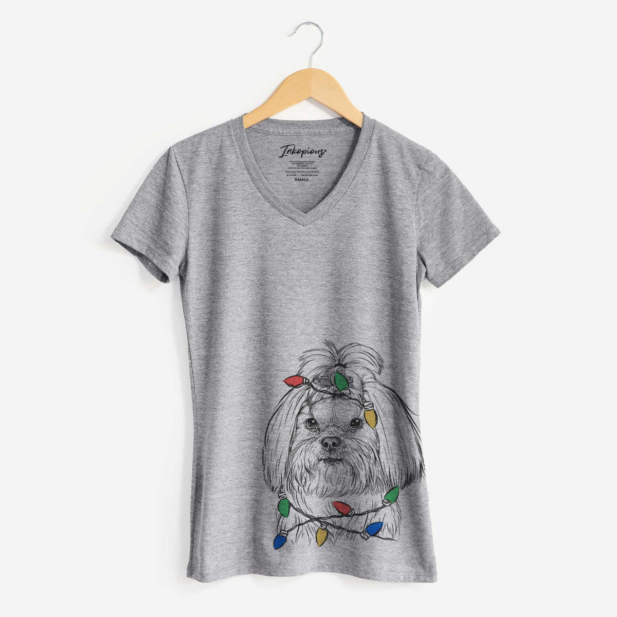 Christmas Lights Olga the Shih Tzu - Women's V-neck Shirt