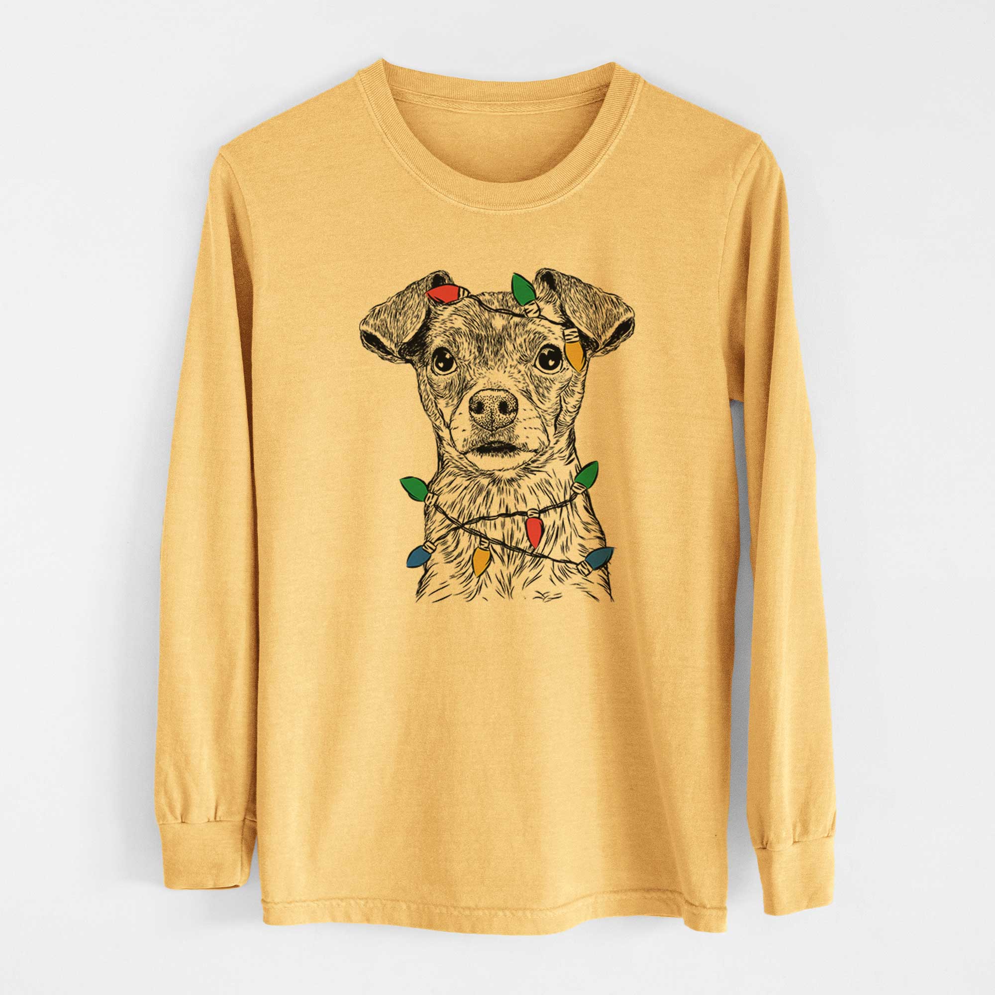 Christmas Lights Olive the Mixed Breed - Heavyweight 100% Cotton Long Sleeve