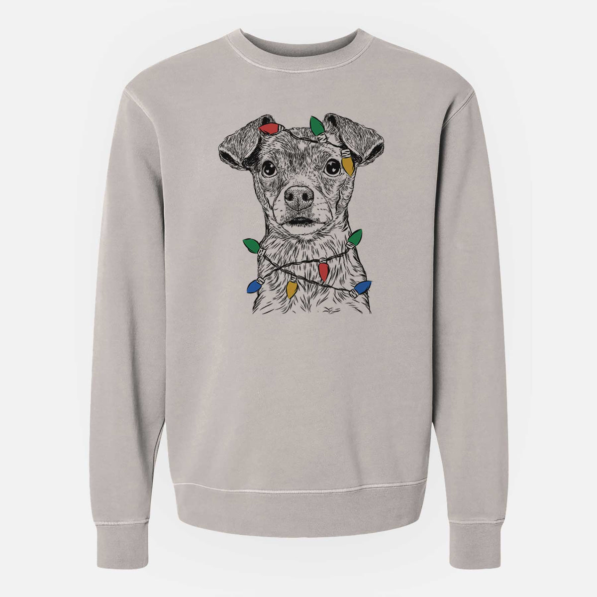 Christmas Lights Olive the Mixed Breed - Unisex Pigment Dyed Crew Sweatshirt