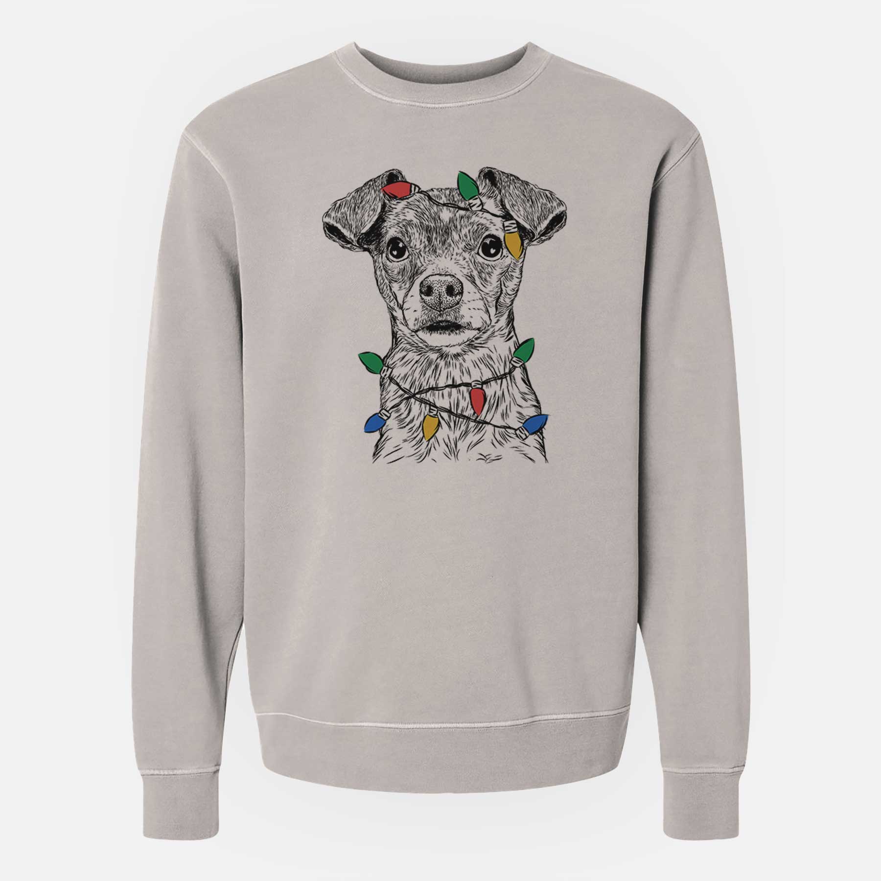 Christmas Lights Olive the Mixed Breed - Unisex Pigment Dyed Crew Sweatshirt