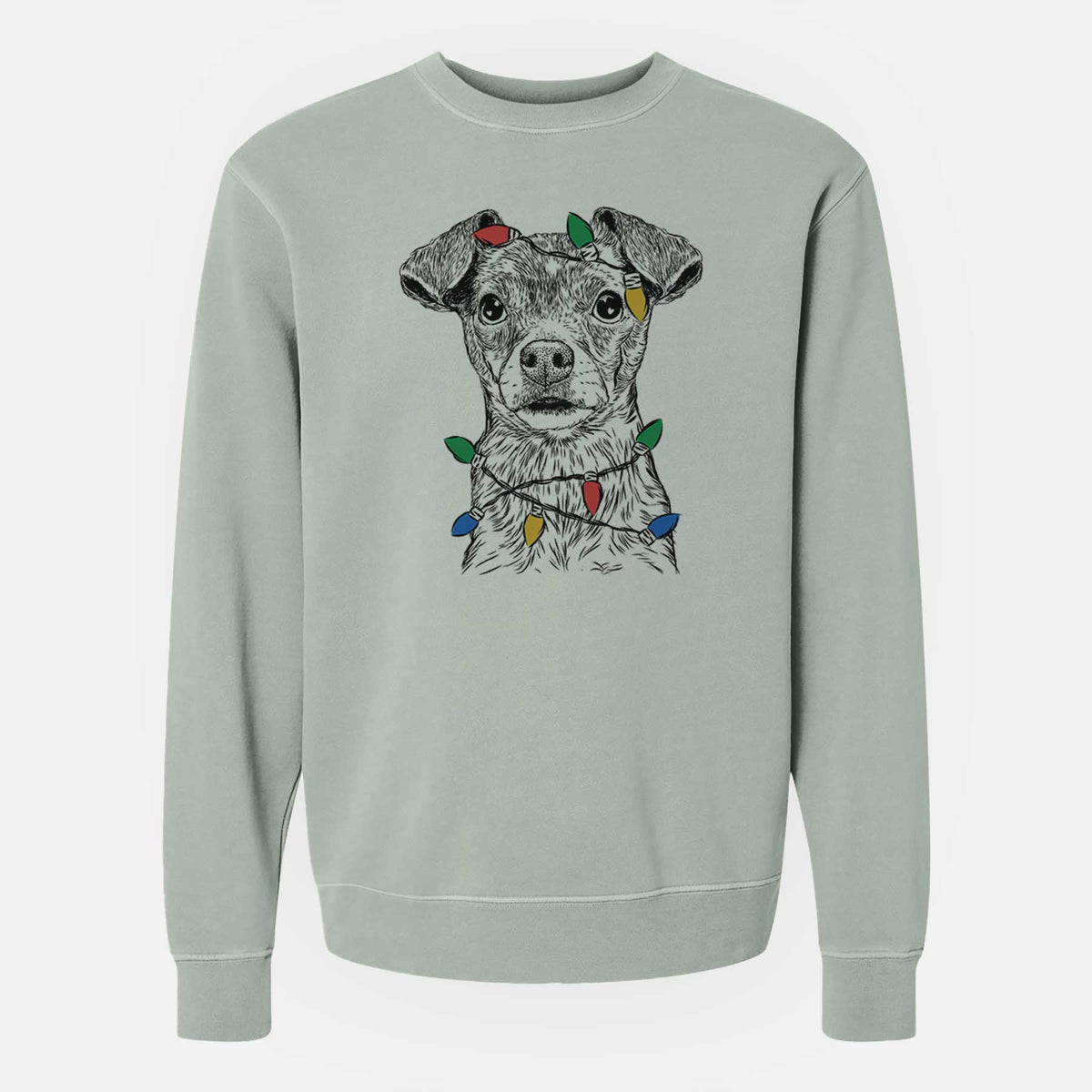 Christmas Lights Olive the Mixed Breed - Unisex Pigment Dyed Crew Sweatshirt