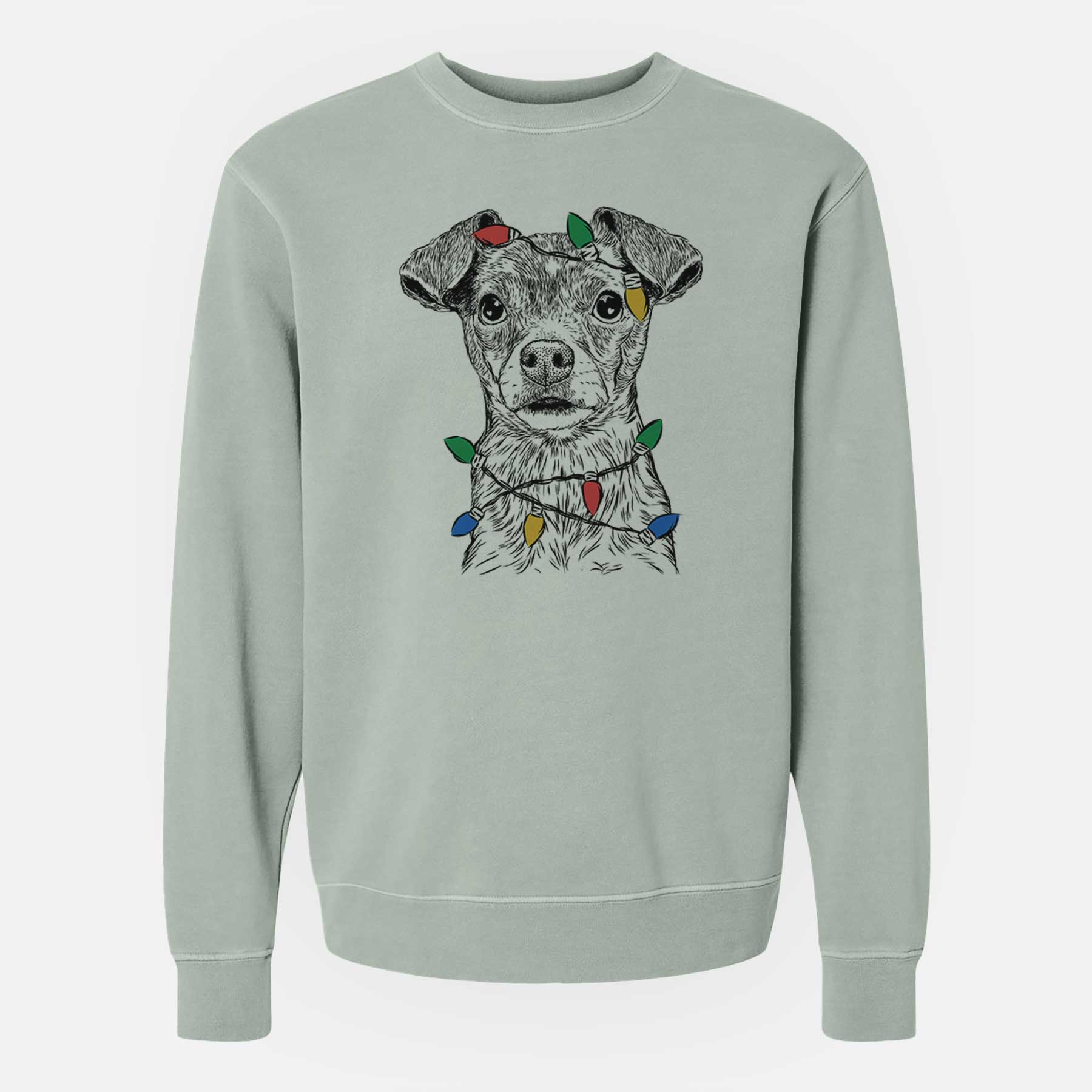 Christmas Lights Olive the Mixed Breed - Unisex Pigment Dyed Crew Sweatshirt
