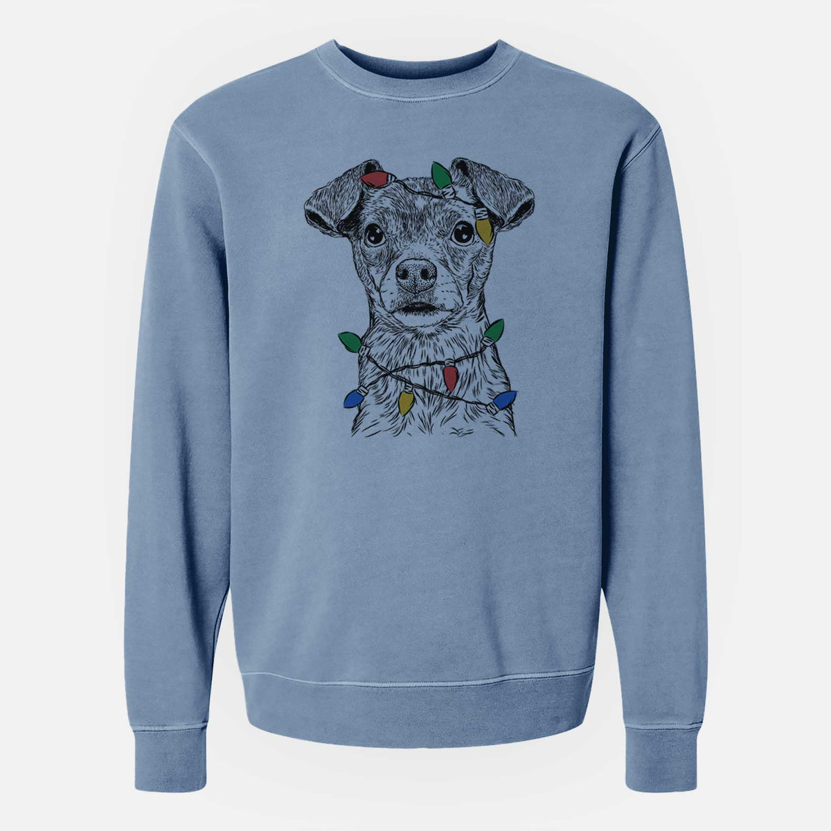 Christmas Lights Olive the Mixed Breed - Unisex Pigment Dyed Crew Sweatshirt